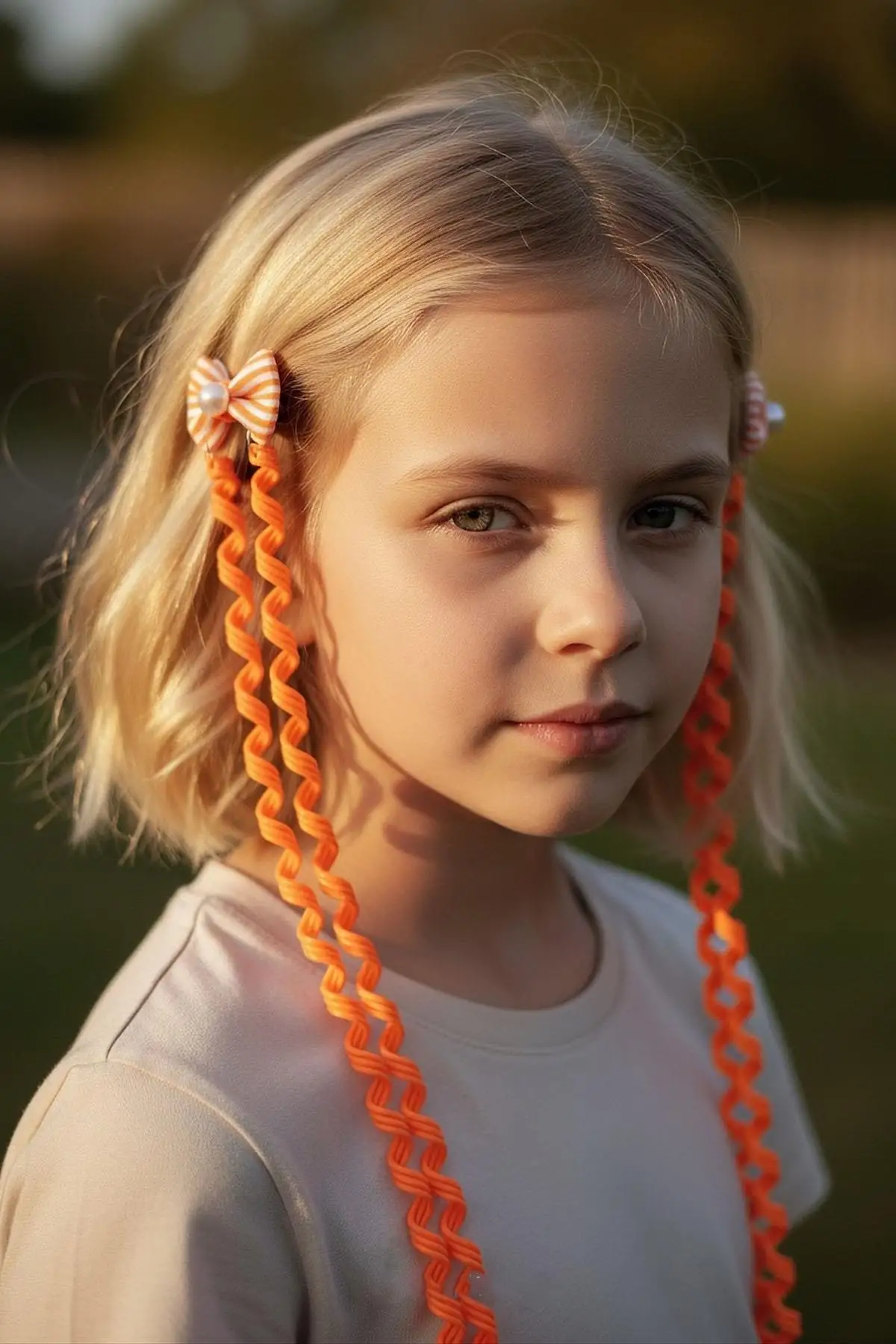 2li Turuncu Renk Kurdele Figürlü Çocuk Yan Toka