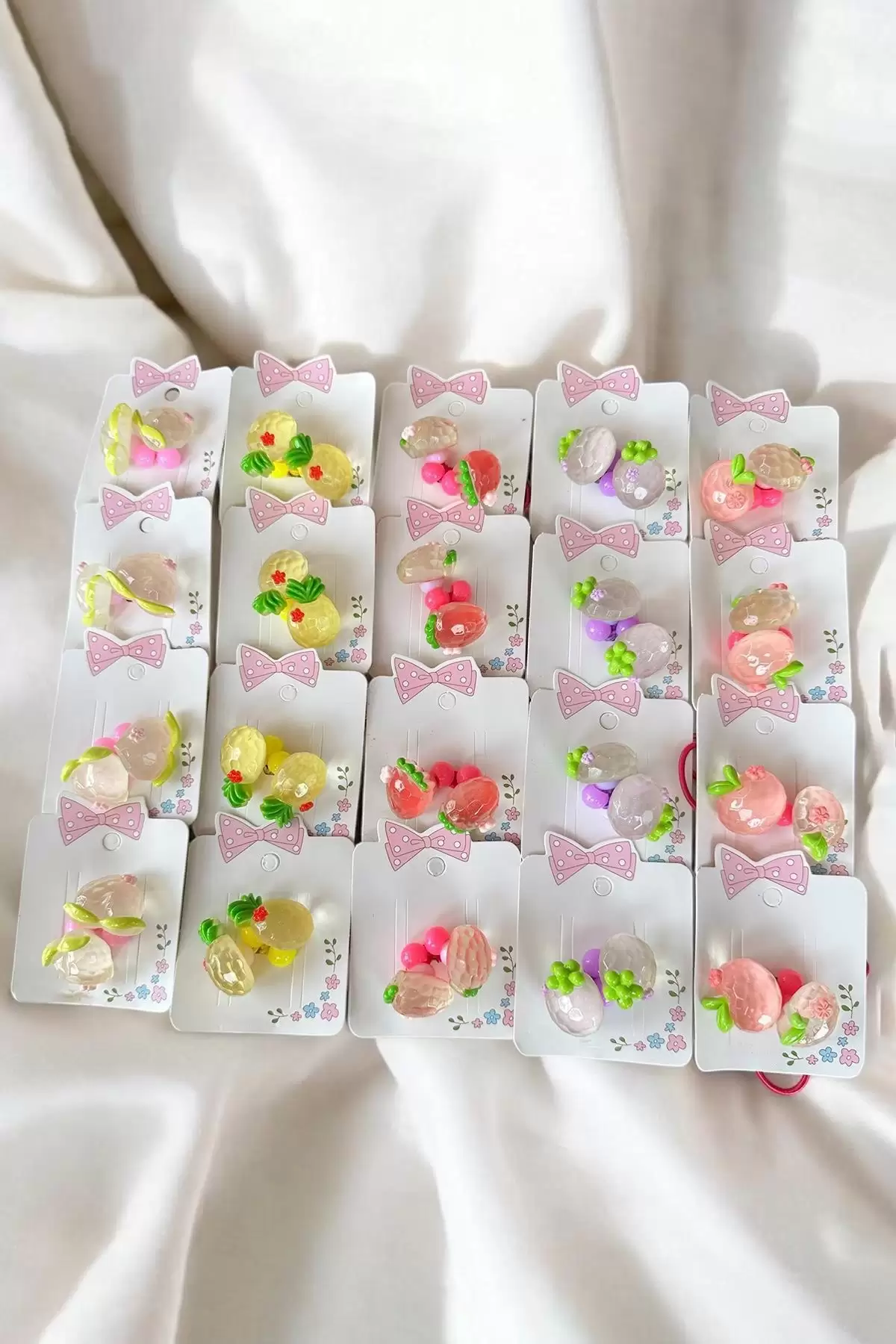 20li Karışık Renk Meyve Figürlü Lastik Toka Set