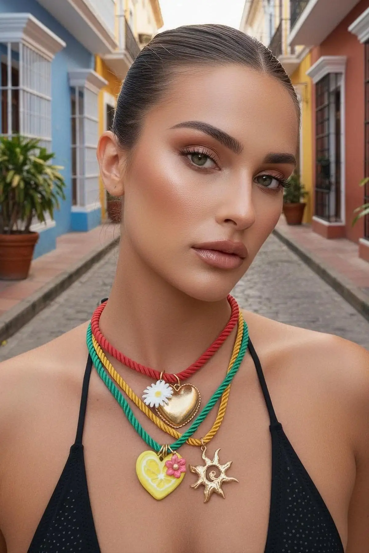 3lü Karışık Renk Ve Figürlü Tasarım Kolye