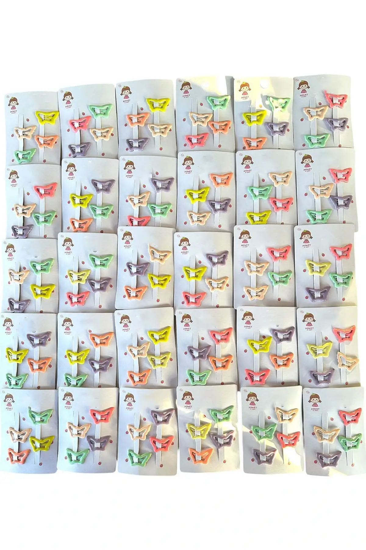 30lu Karışık Kelebek Figürlü Renk Yan Toka Set