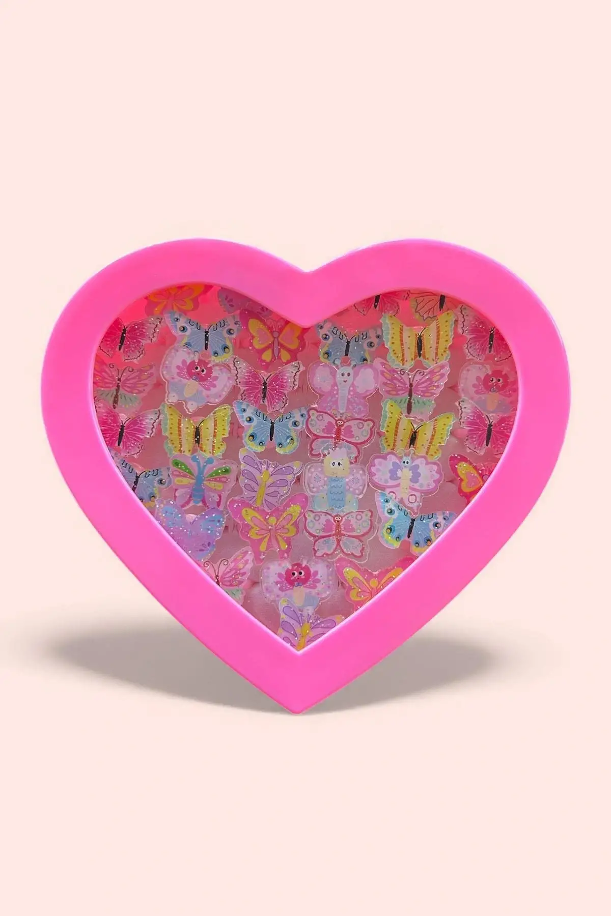 36lı Karışık Renk Kelebek Figürlü Çocuk Yüzük Set