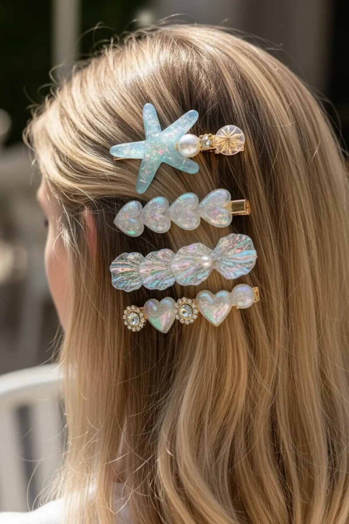 4lü Mavi Renk Karışık Figürlü Toka Set