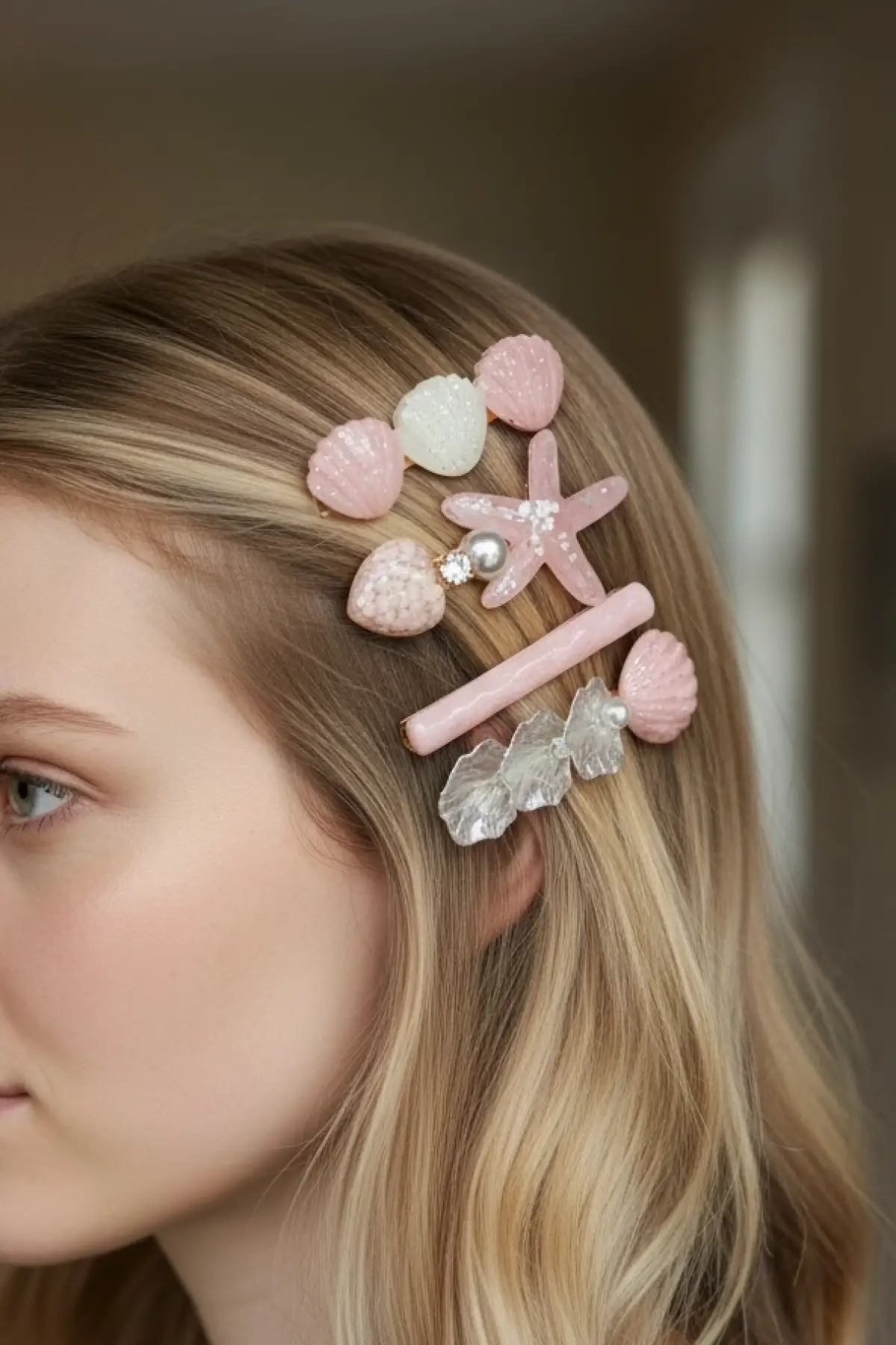 4lü Pembe Renk Karışık Figürlü Toka Set