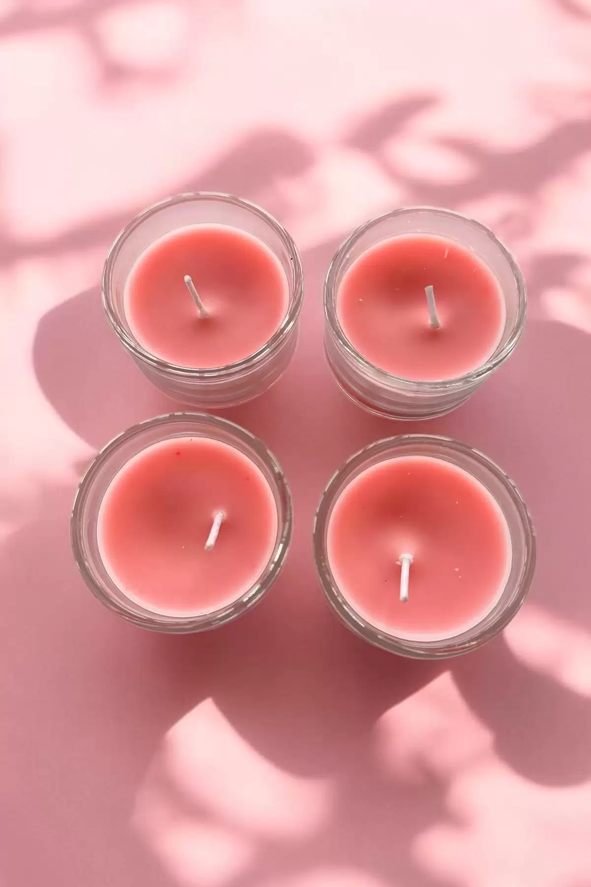 4lü Pembe Renk Kokulu Mum