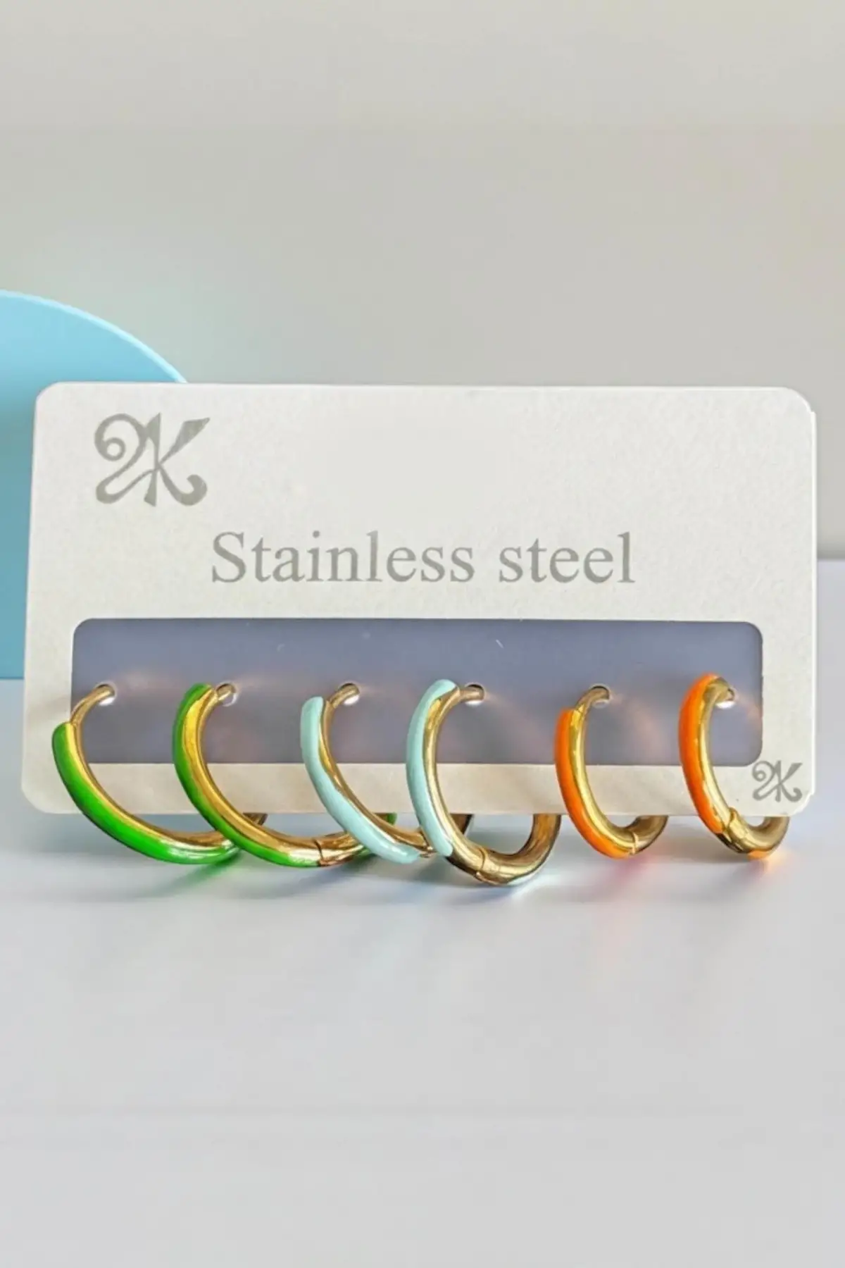 6lı Karışık Renk Çelik Halka Küpe Set