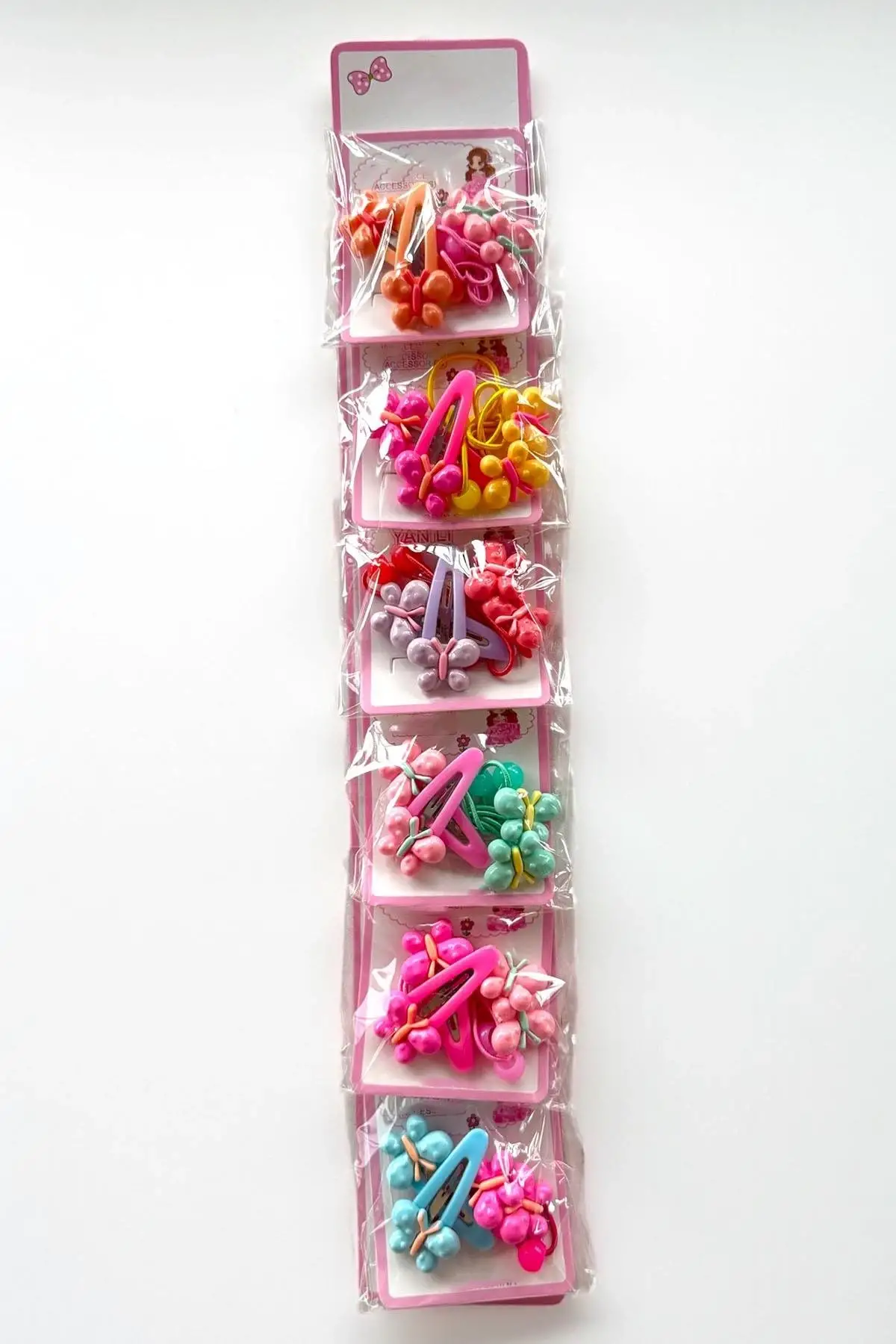 6lı Karışık Renk Kelebek Figürlü Lastik Toka Ve Yan Toka Set