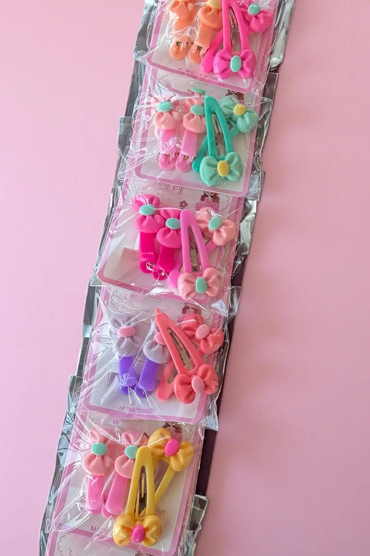 6lı Karışık Renk Kurdele Figürlü Yan Toka Set