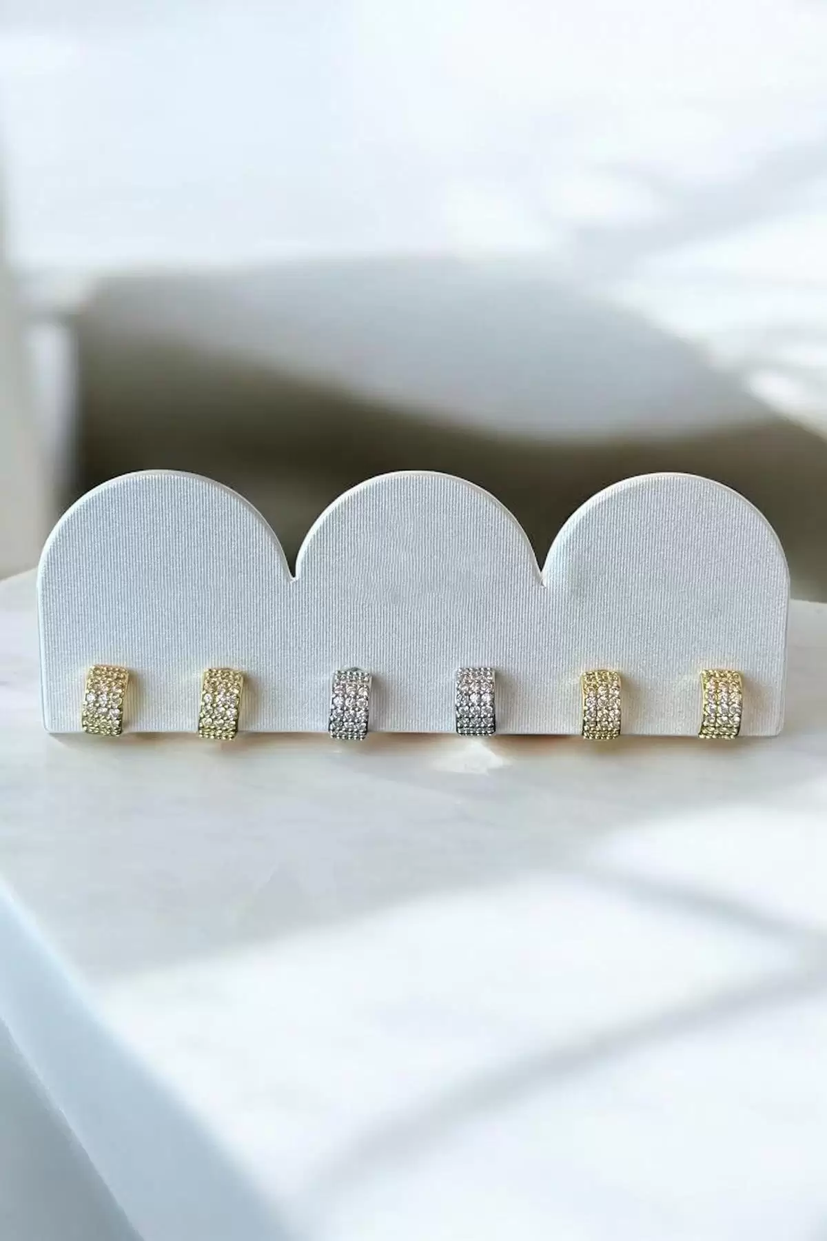 6lı Karışık Renk Taş Detaylı Küpe Set