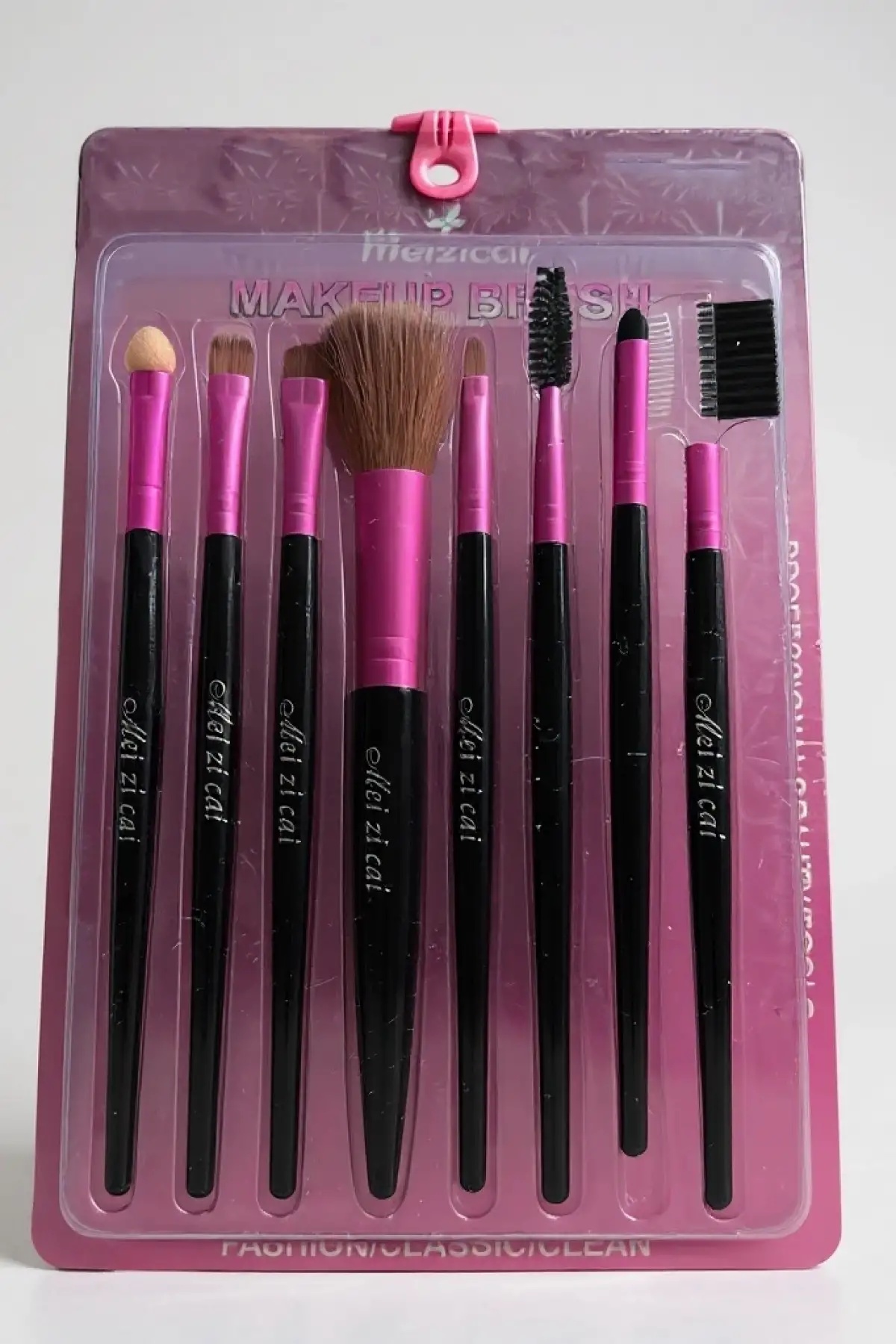 8li Pembe Ve Siyah Renk Makyaj Fırçası Set