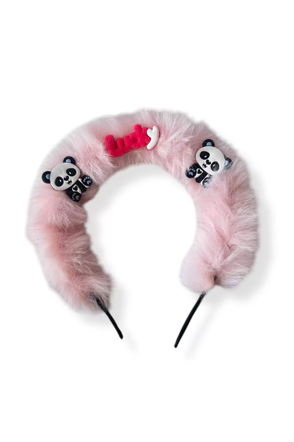 Açık Pembe Renk Panda Figürlü Peluş Taç