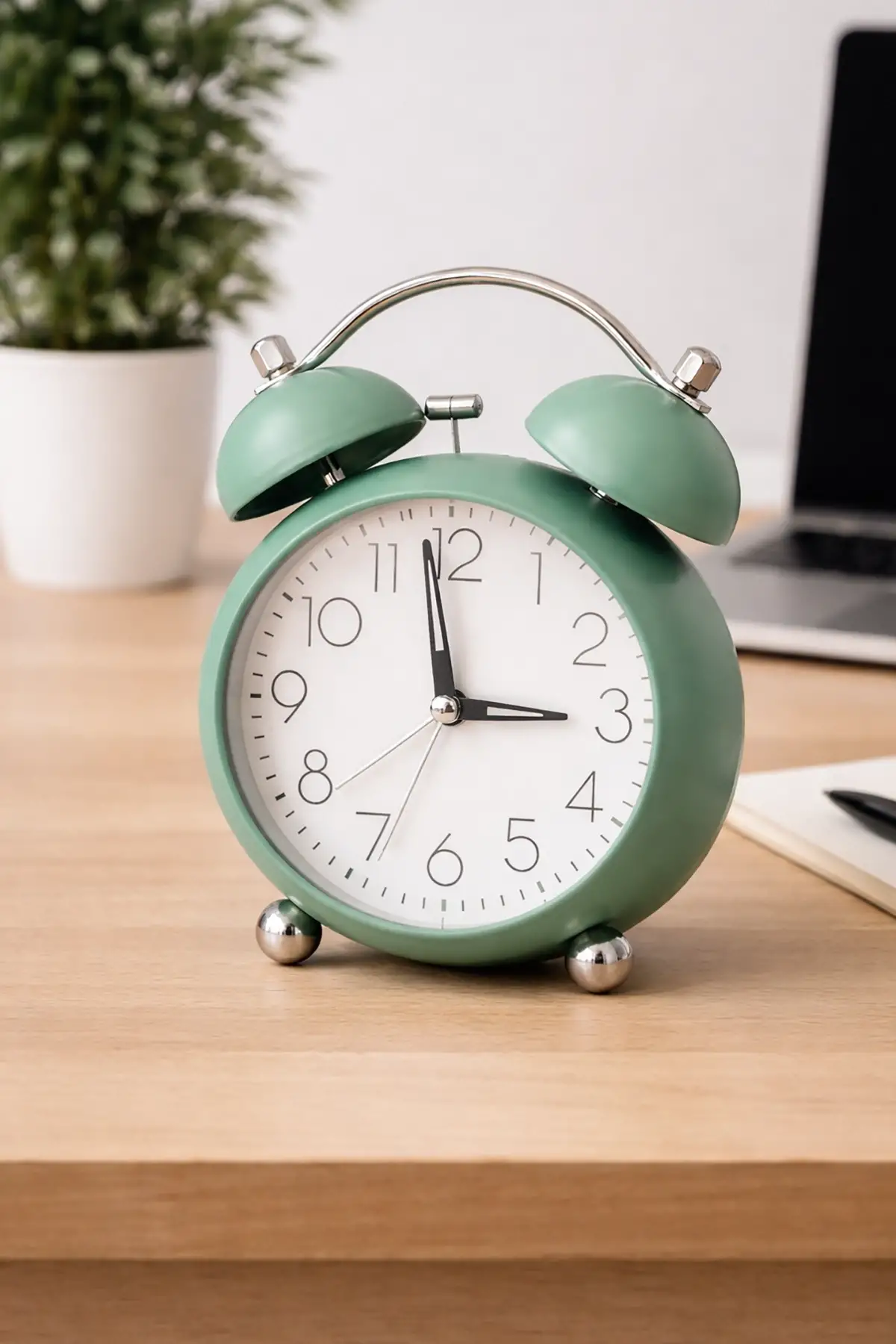 Açık Yeşil Renk Mini Dekoratif Işıklı Alarmlı Yuvarlak Masa Saati