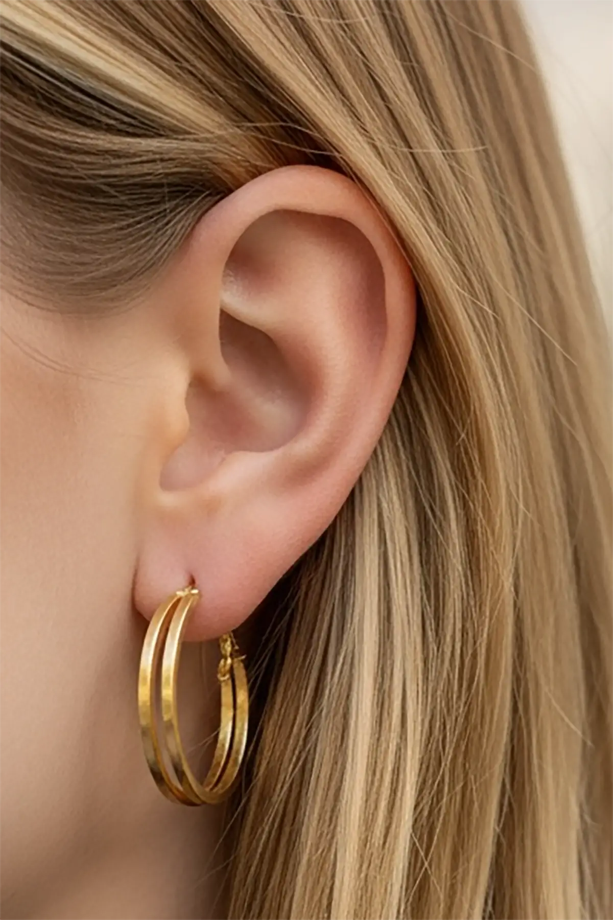 Altın Renk 40MM Halka Küpe (Çift)