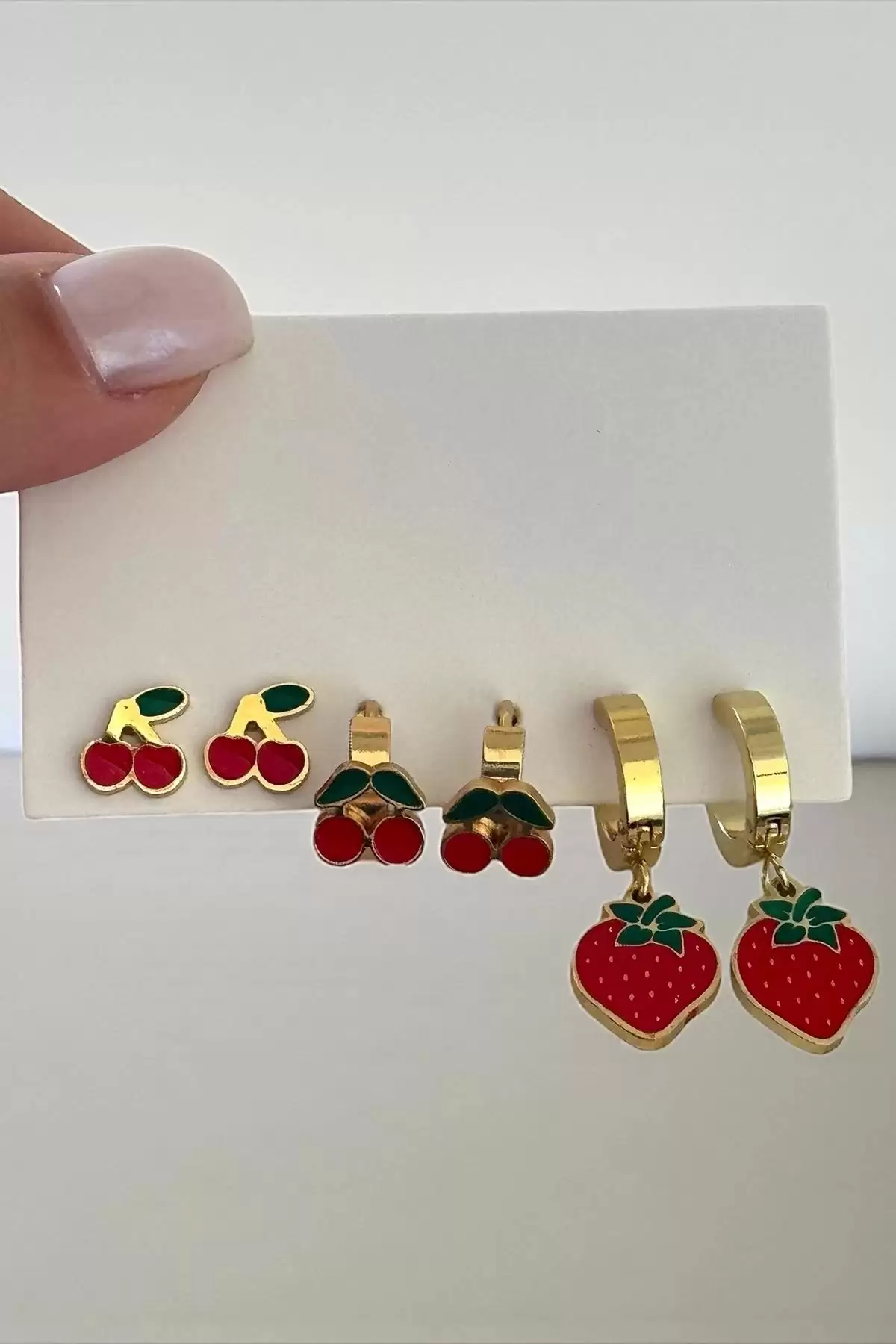 Altın Renk 6lı Karışık Figürlü Çelik Küpe Set