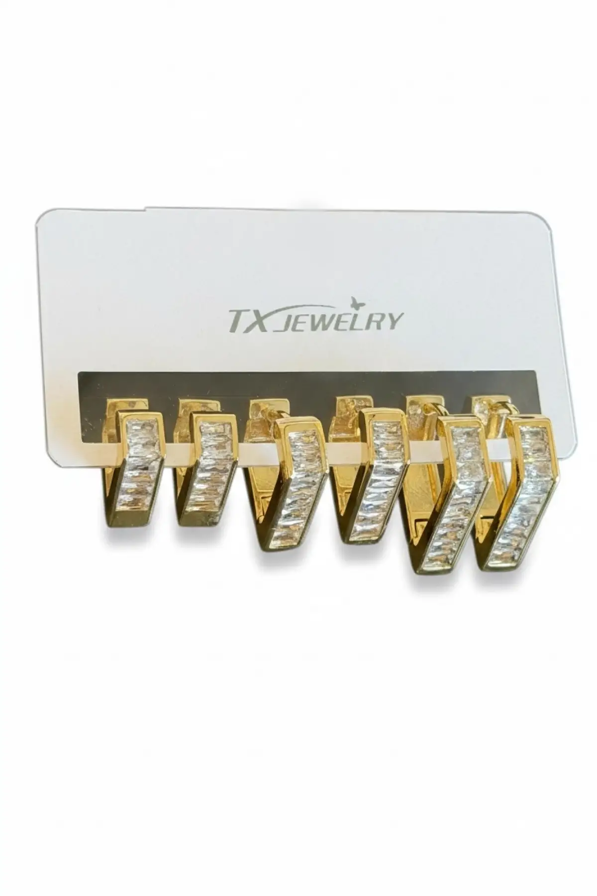 Altın Renk 6lı Taş Detaylı TX 14K Altın Kaplama Küpe Set