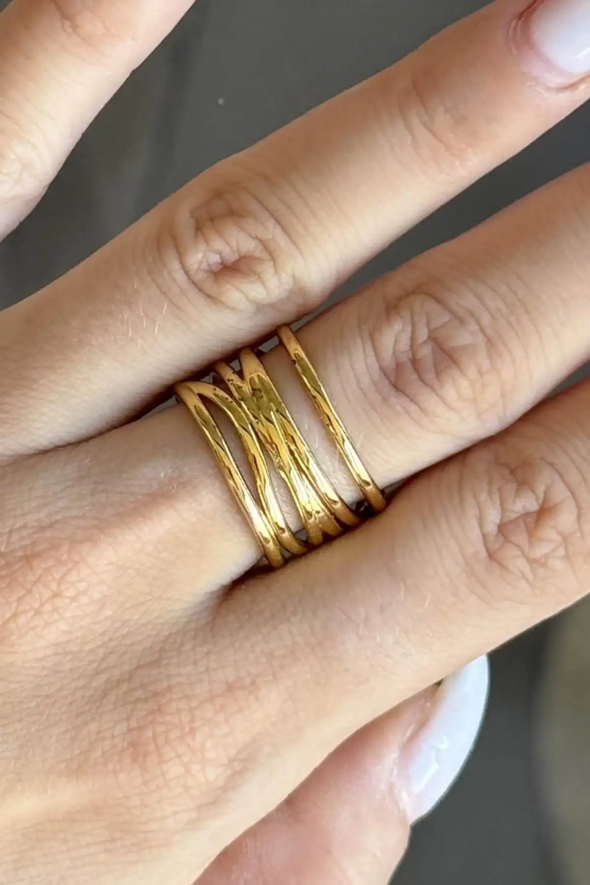 Altın Renk  Ayarlanabilir Çelik Yüzük