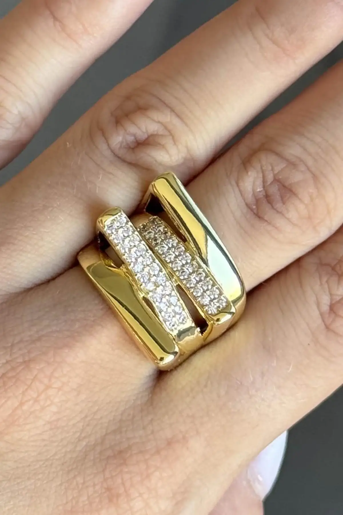 Altın Renk  Ayarlanabilir Çelik Yüzük