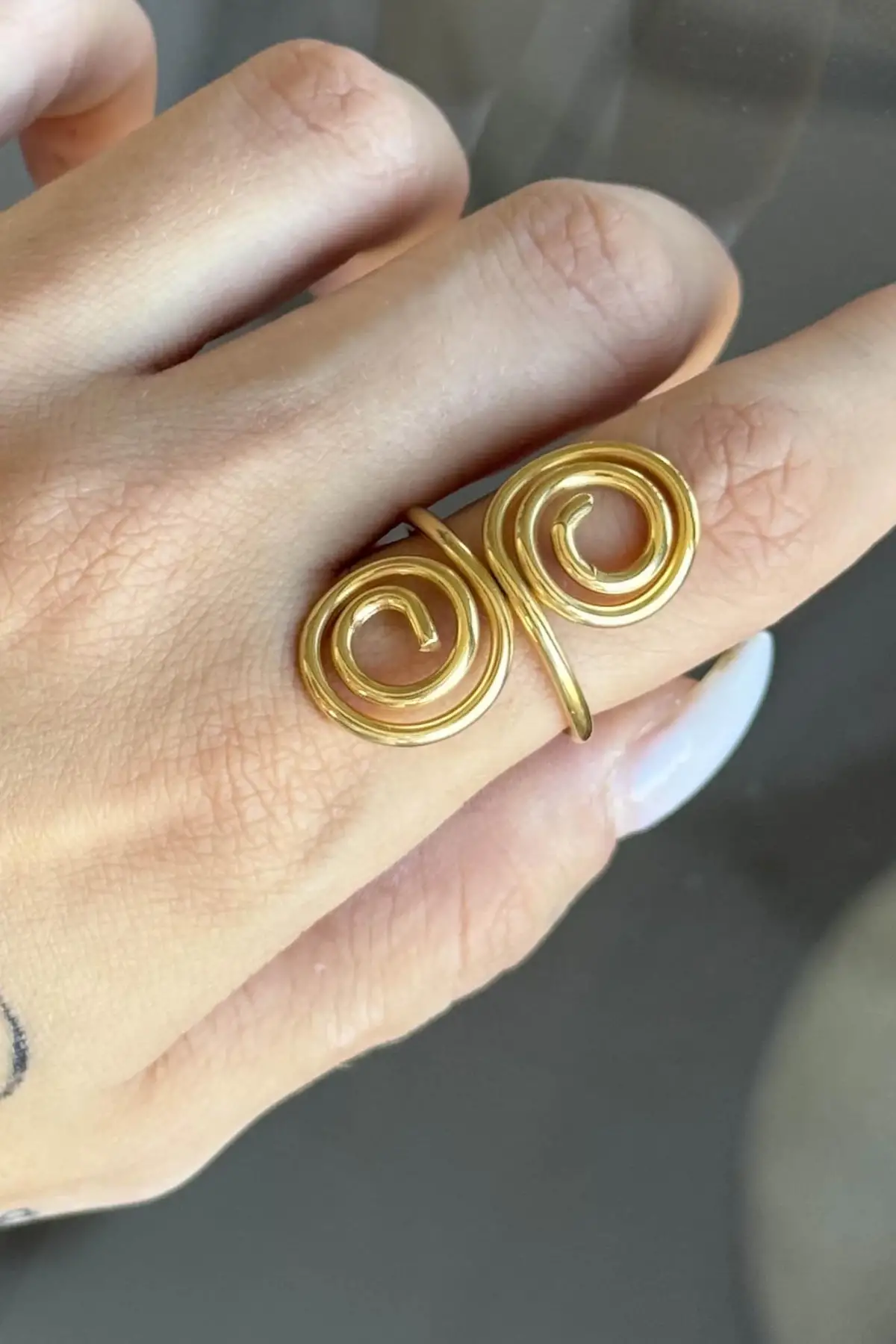 Altın Renk  Ayarlanabilir Çelik Yüzük