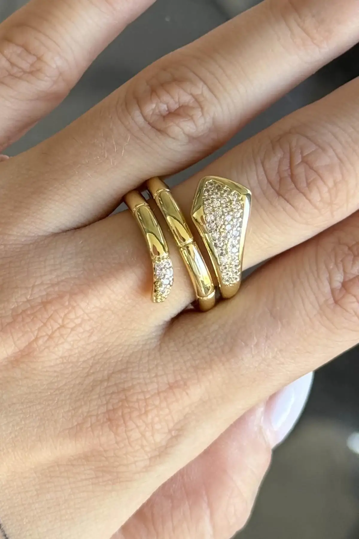 Altın Renk  Ayarlanabilir Çelik Yüzük