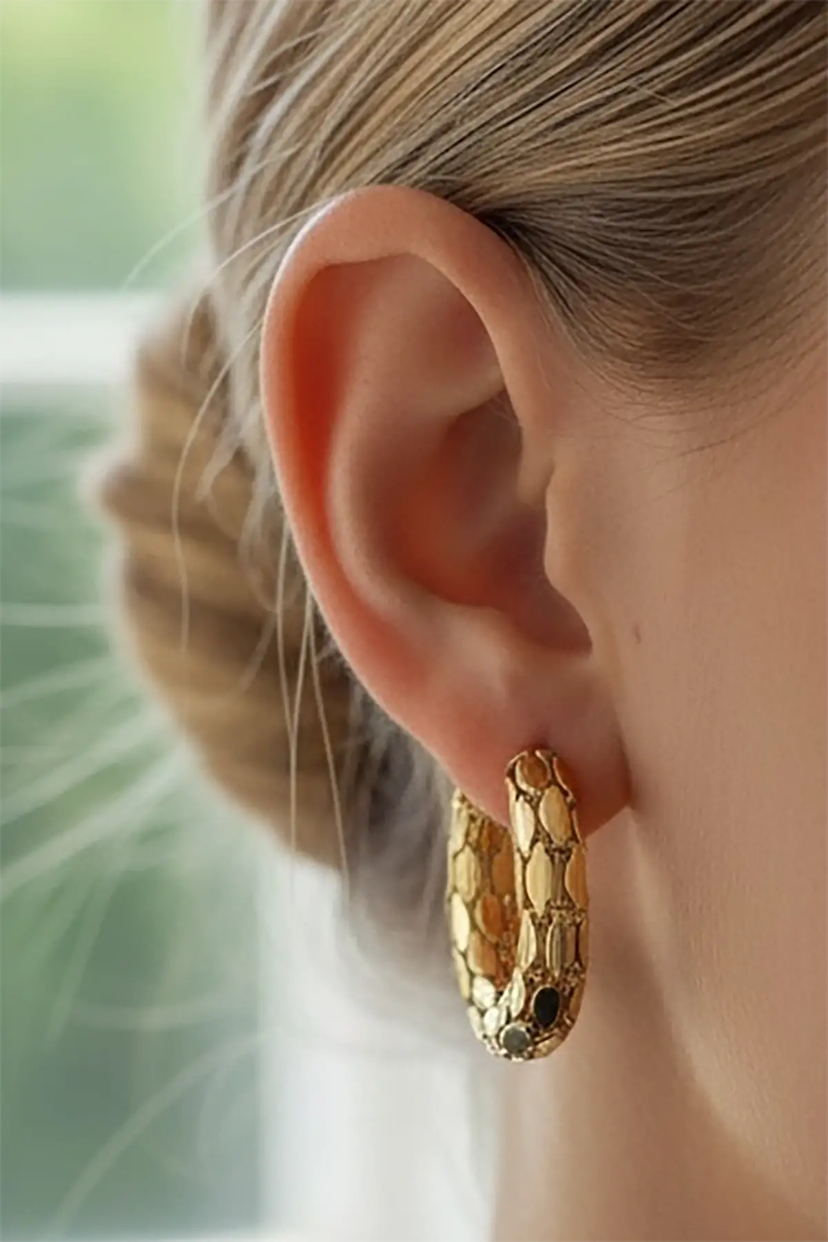 Altın Renk Çelik Halka Küpe (Çift)