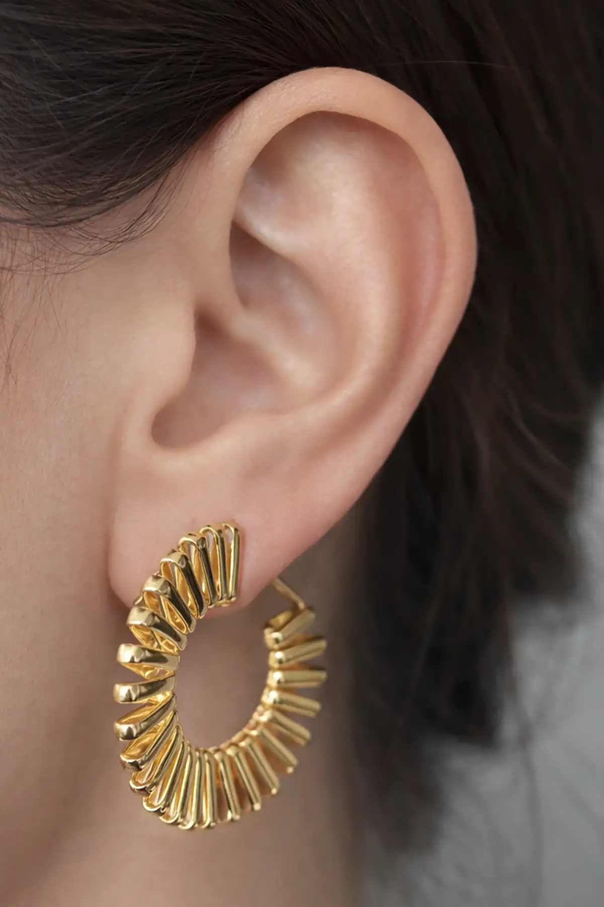 Altın Renk Çelik Halka Küpe (Çift)