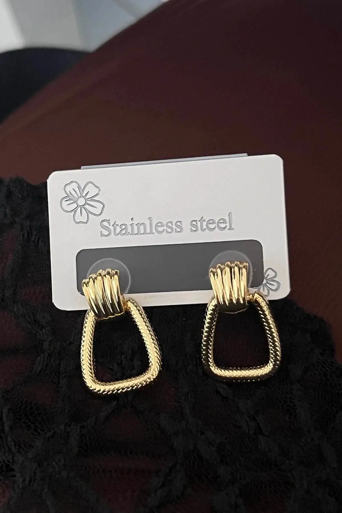 Altın Renk Çelik Küpe (Çift)