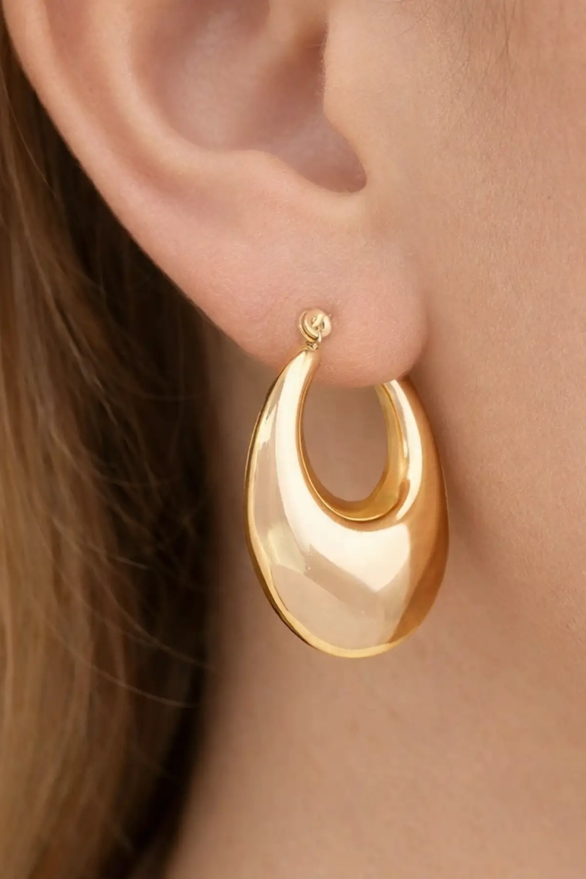 Altın Renk Çelik Küpe (Çift)