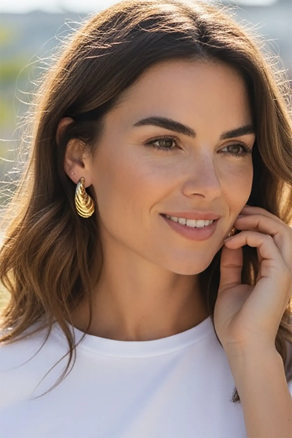 Altın Renk Çelik Küpe (Çift)