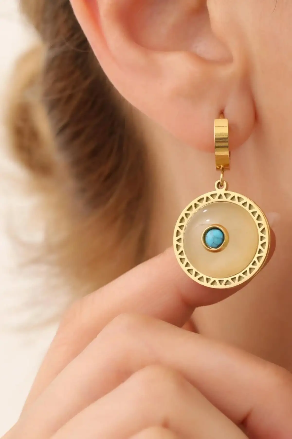 Altın Renk Çelik Küpe (Çift)