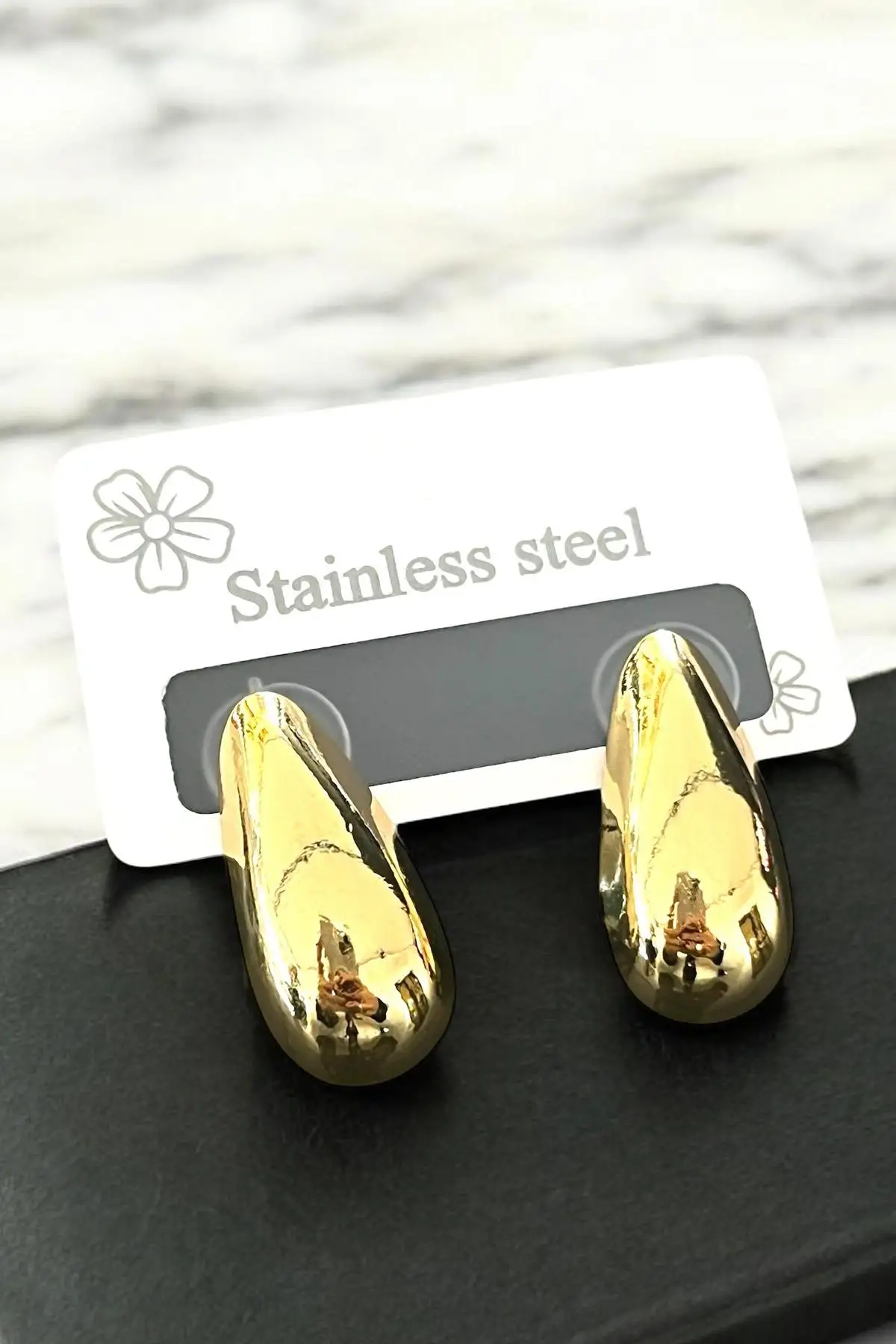 Altın Renk Çelik Küpe (Çift)