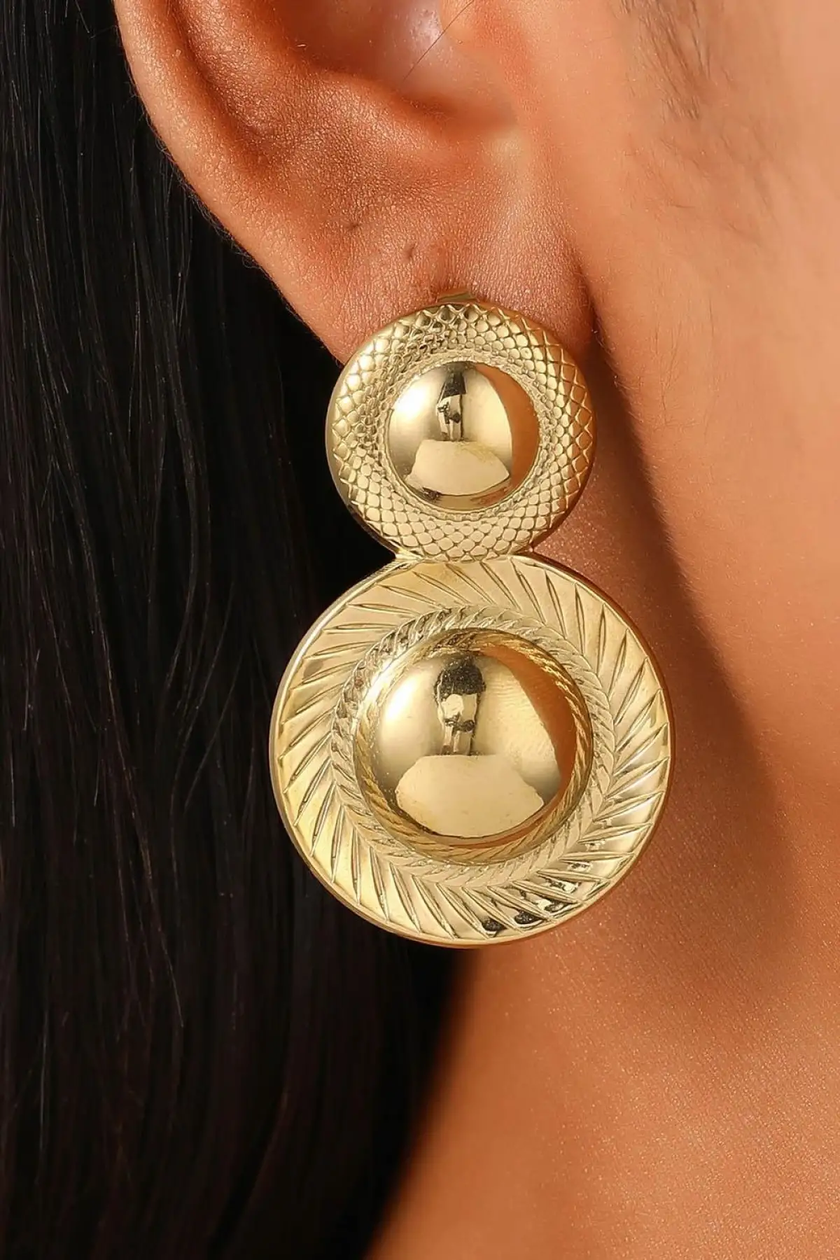 Altın Renk Çelik Küpe (Çift)