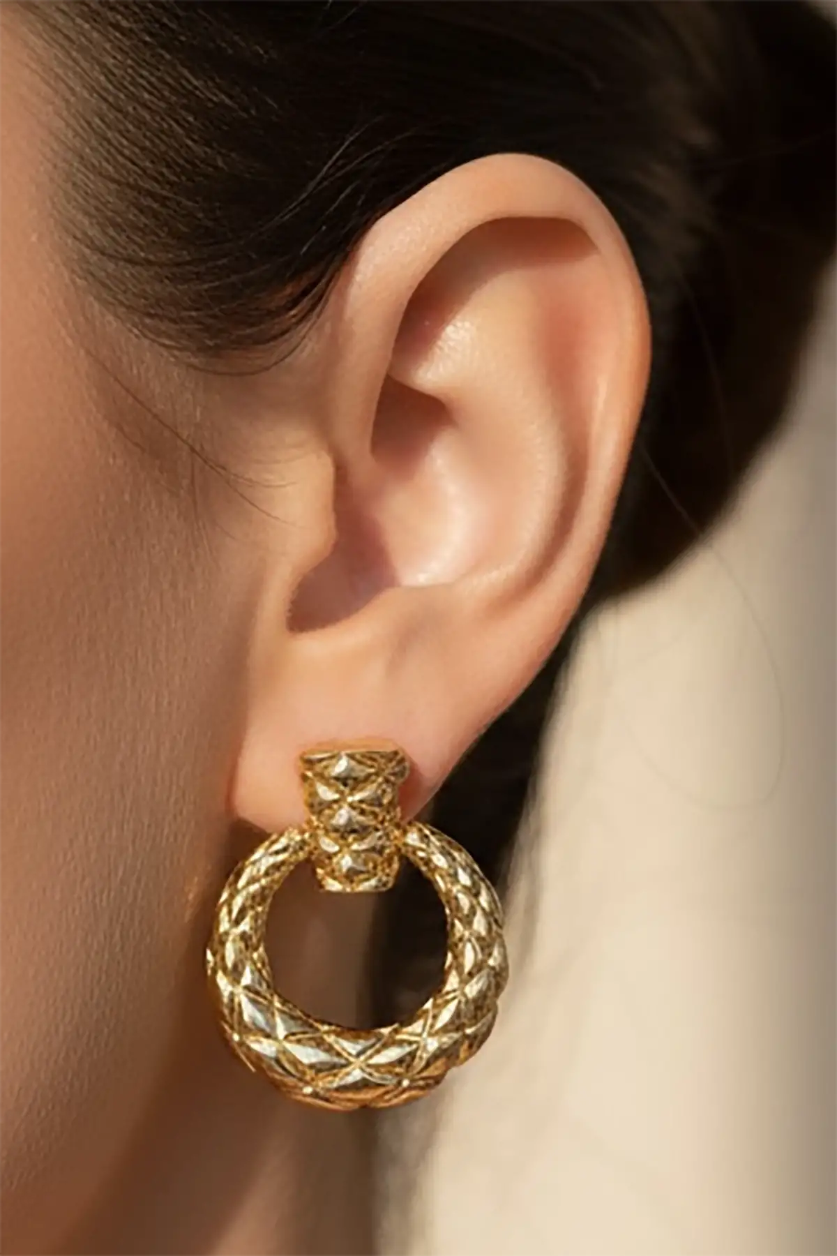 Altın Renk Çelik Küpe (Çift)