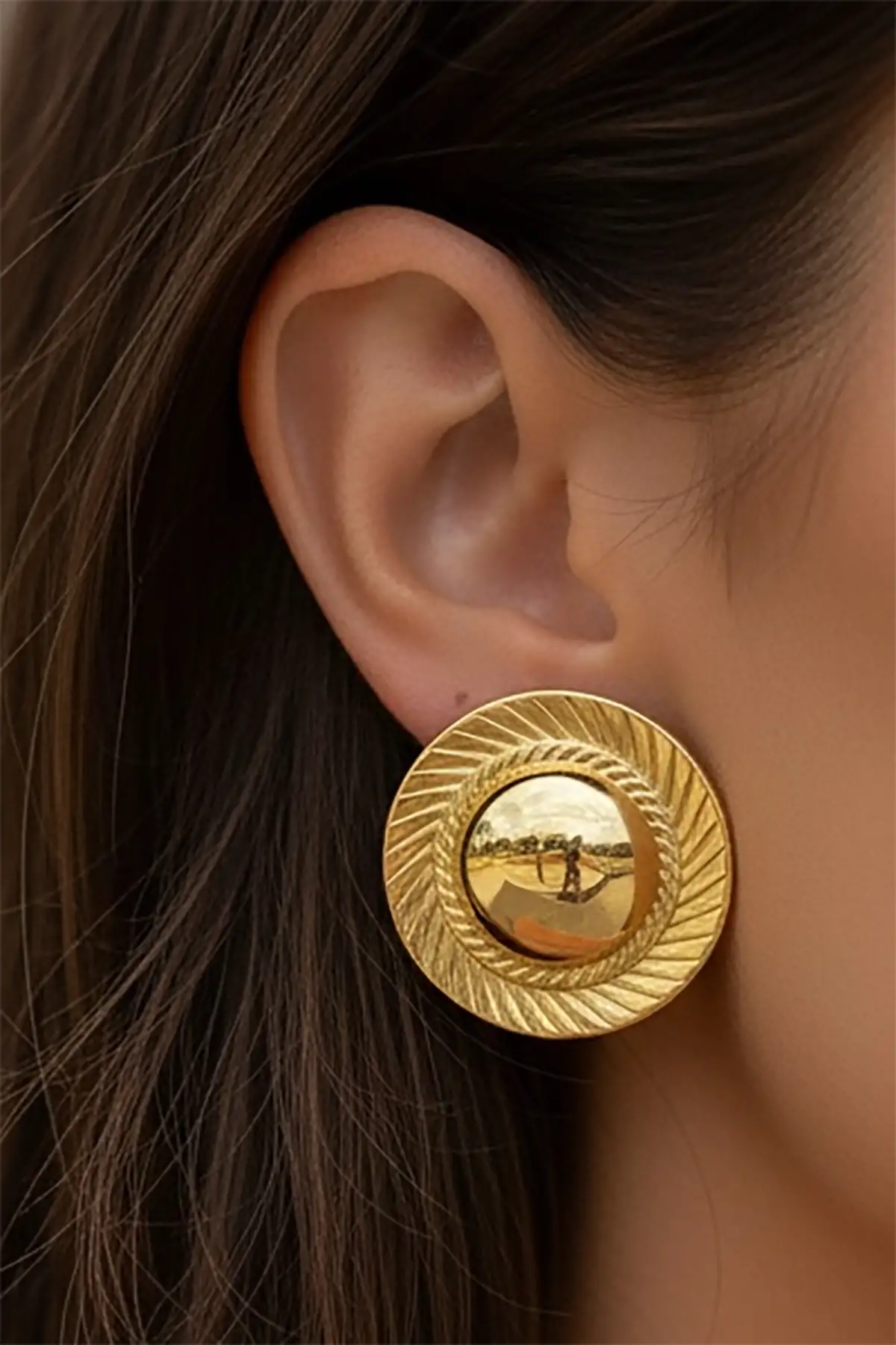 Altın Renk Çelik Küpe (Çift)