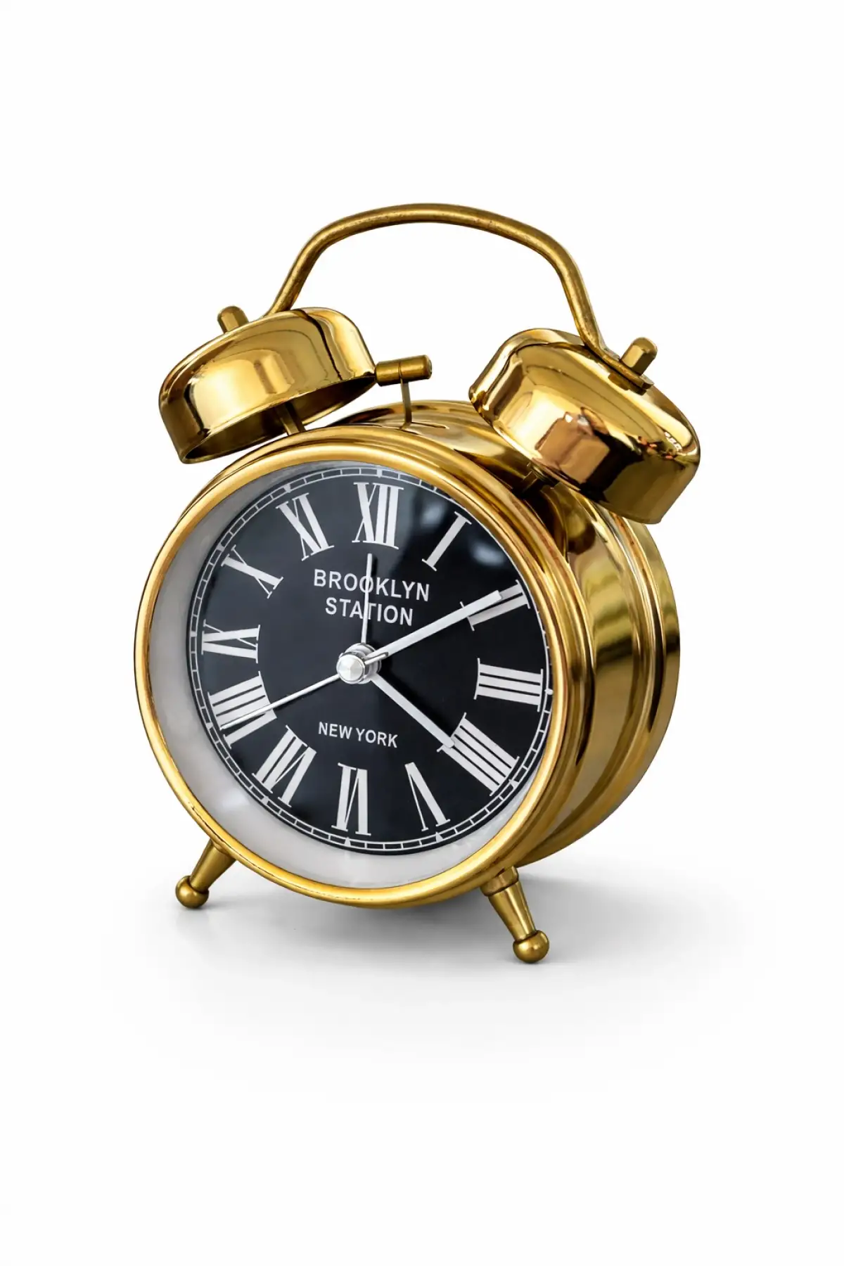 Altın Renk Dekoratif Işıklı Alarmlı Yuvarlak Masa Saati