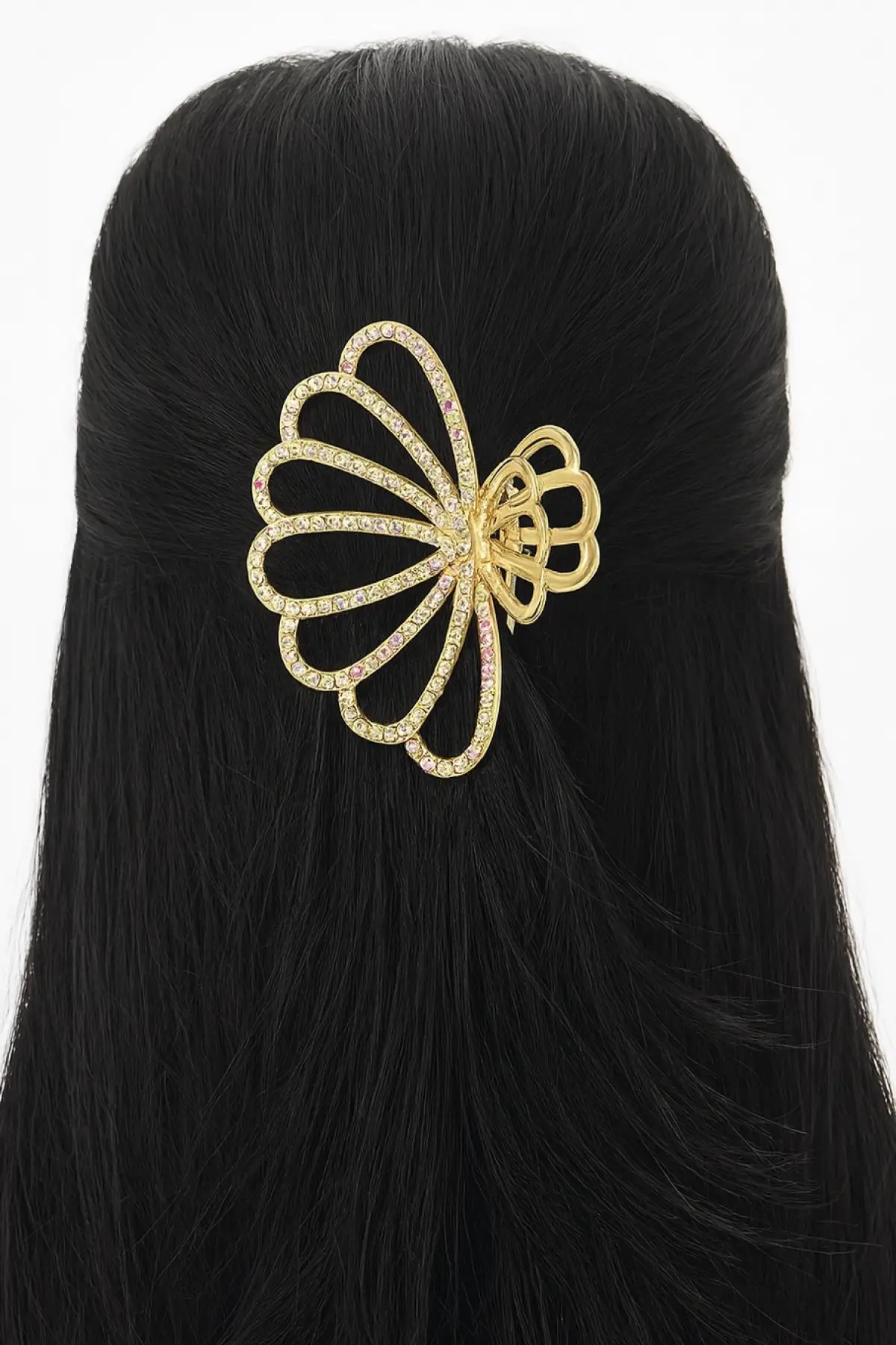 Altın Renk Deniz Kabuğu Figürlü Hologramlı Taşlı Metal Mandal Toka