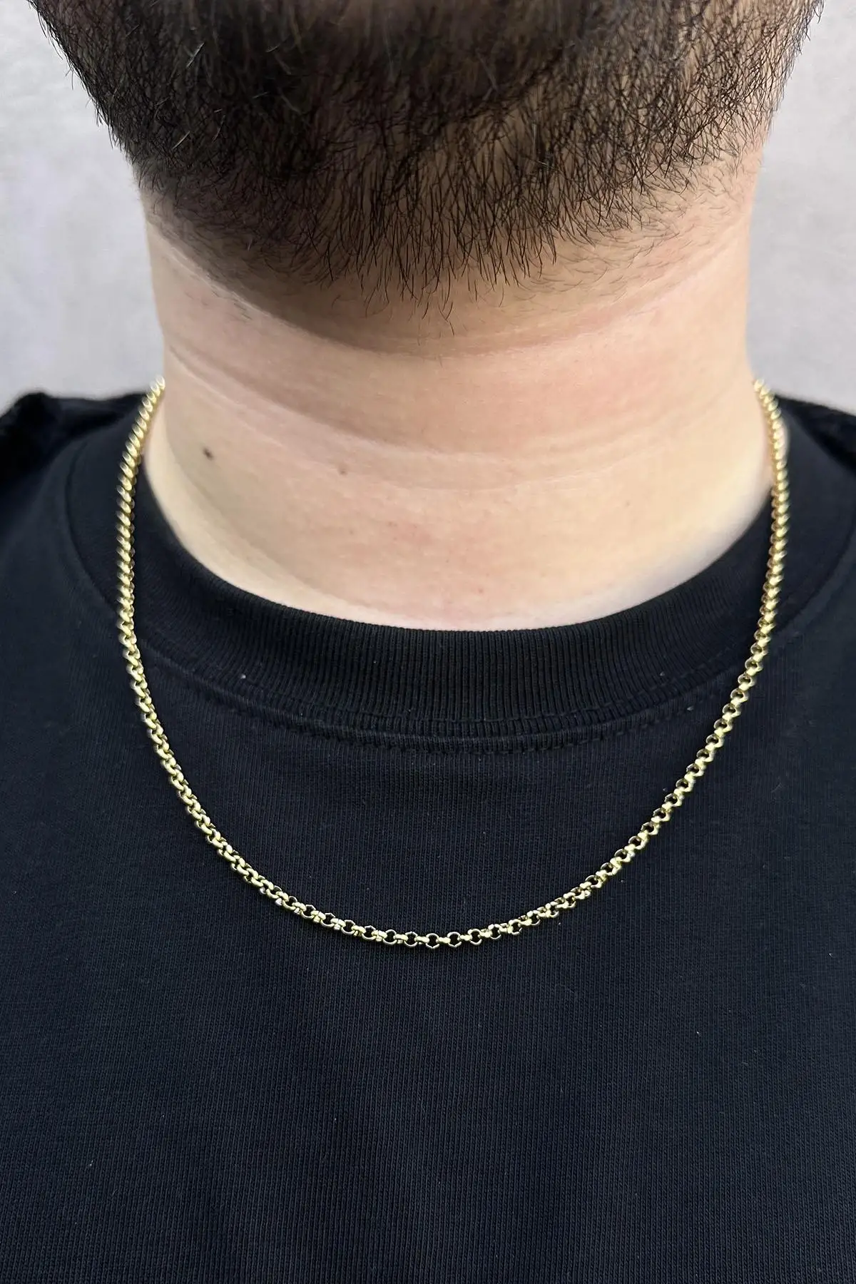 Altın Renk Erkek Zincir Çelik Kolye (55cm)