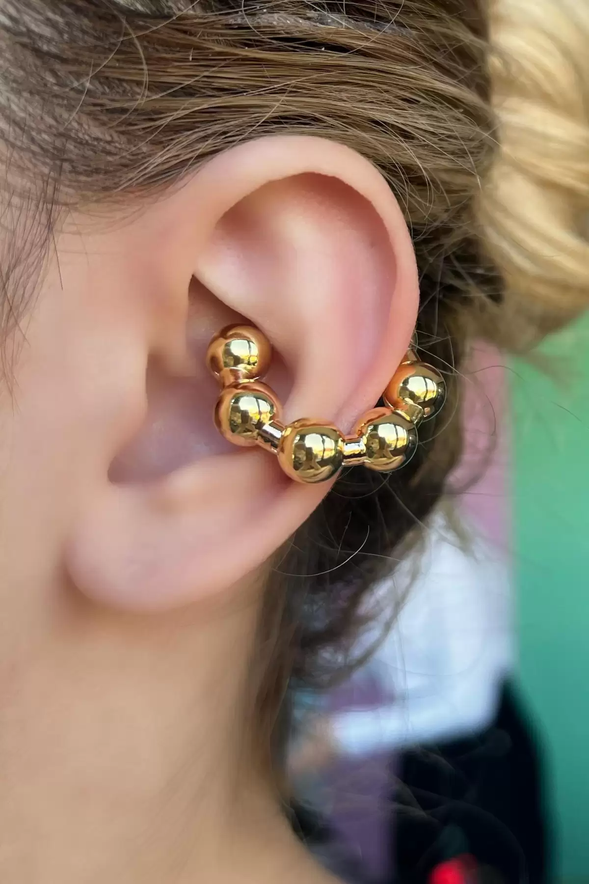 Altın Renk Halka Ear Cuff Küpe