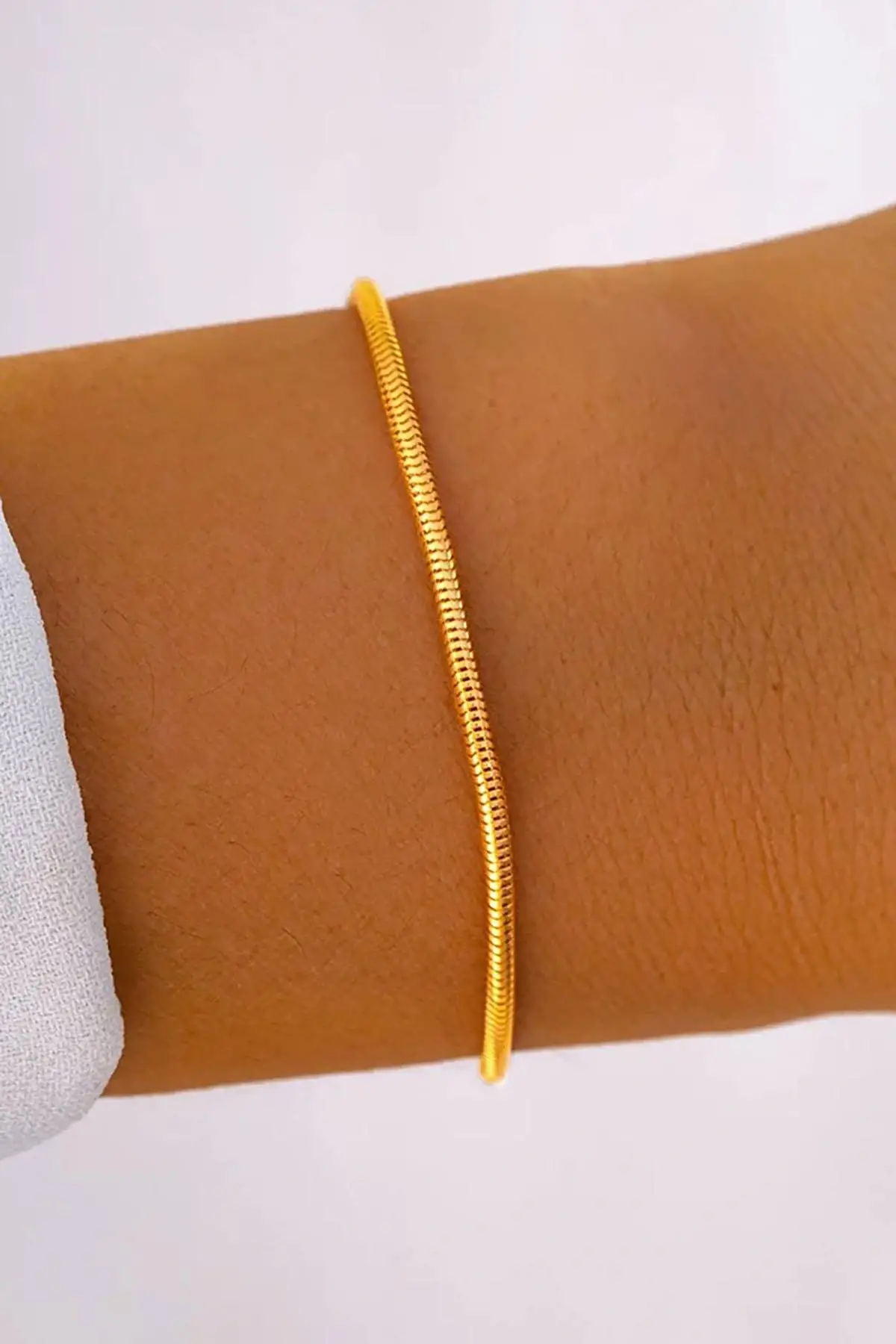 Altın Renk İtalyan Zincir Çelik Bileklik (Unisex)