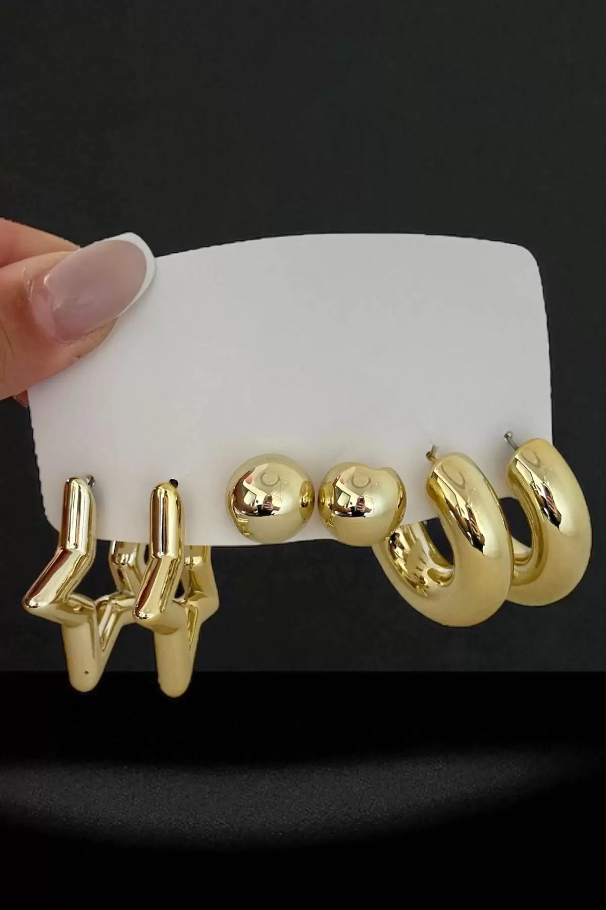 Altın Renk Karışık Figürlü 6lı Küpe Set
