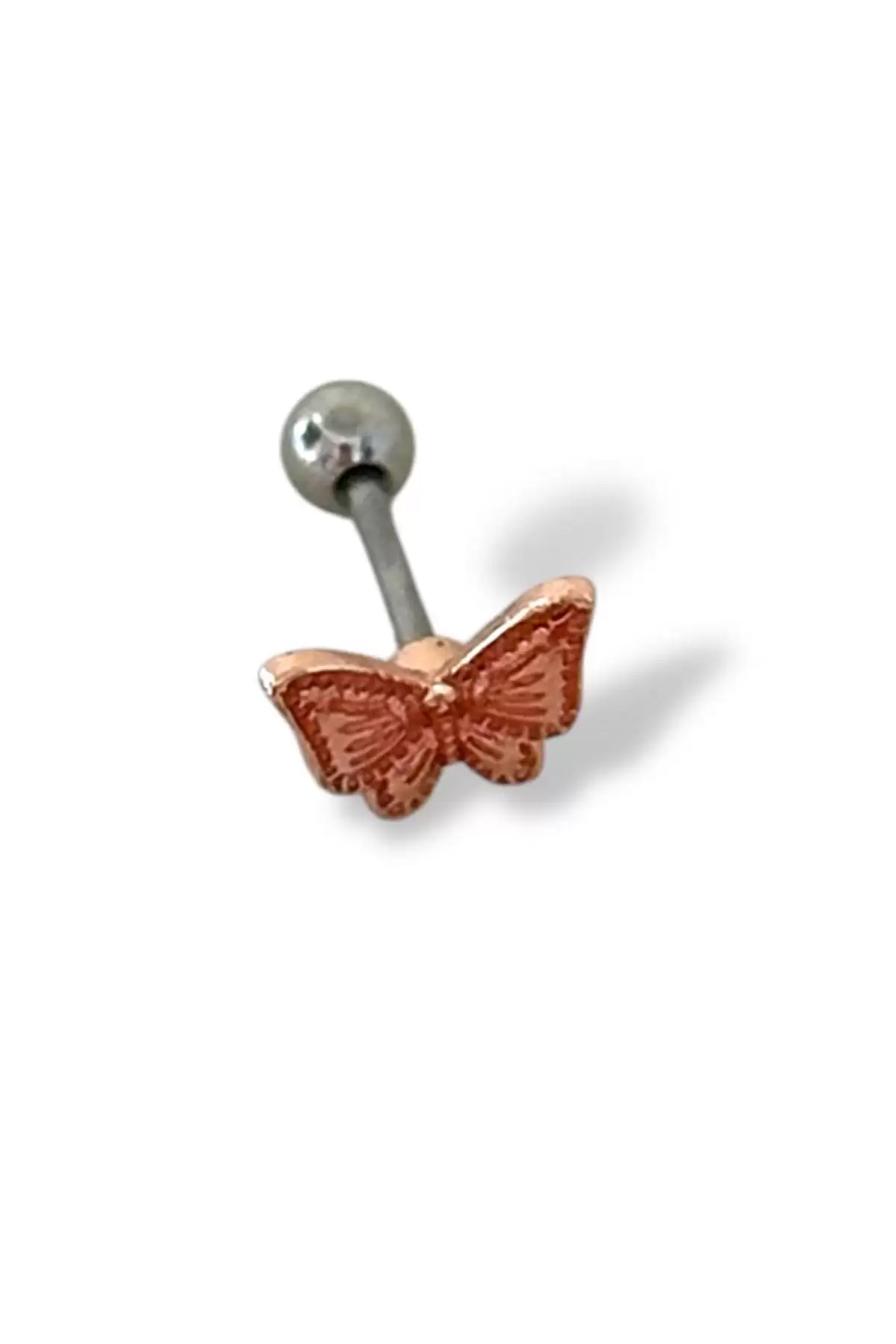 Altın Renk Kelebek Figürlü Çelik Tragus/Kıkırdak Küpe/Piercing (Tek)