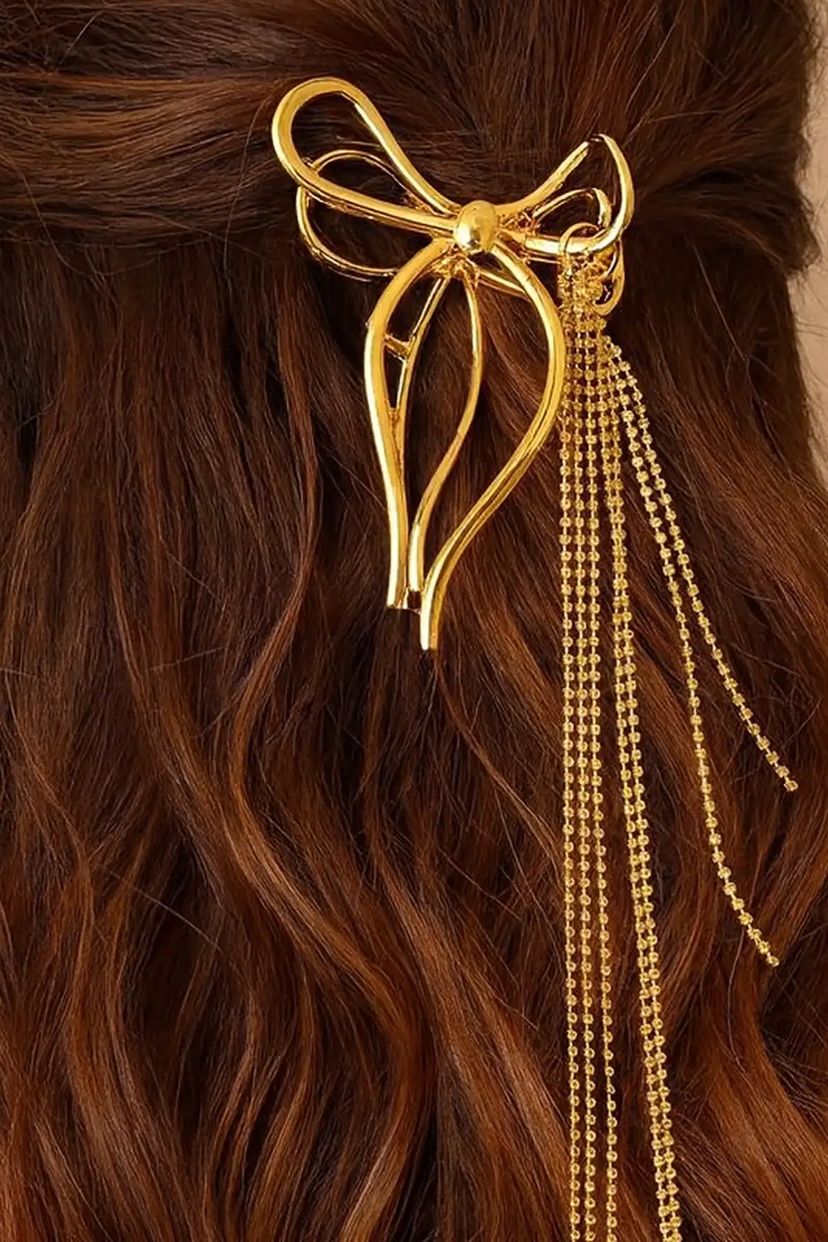 Altın Renk Kurdele Figürlü Taş Detaylı Metal Mandal Toka