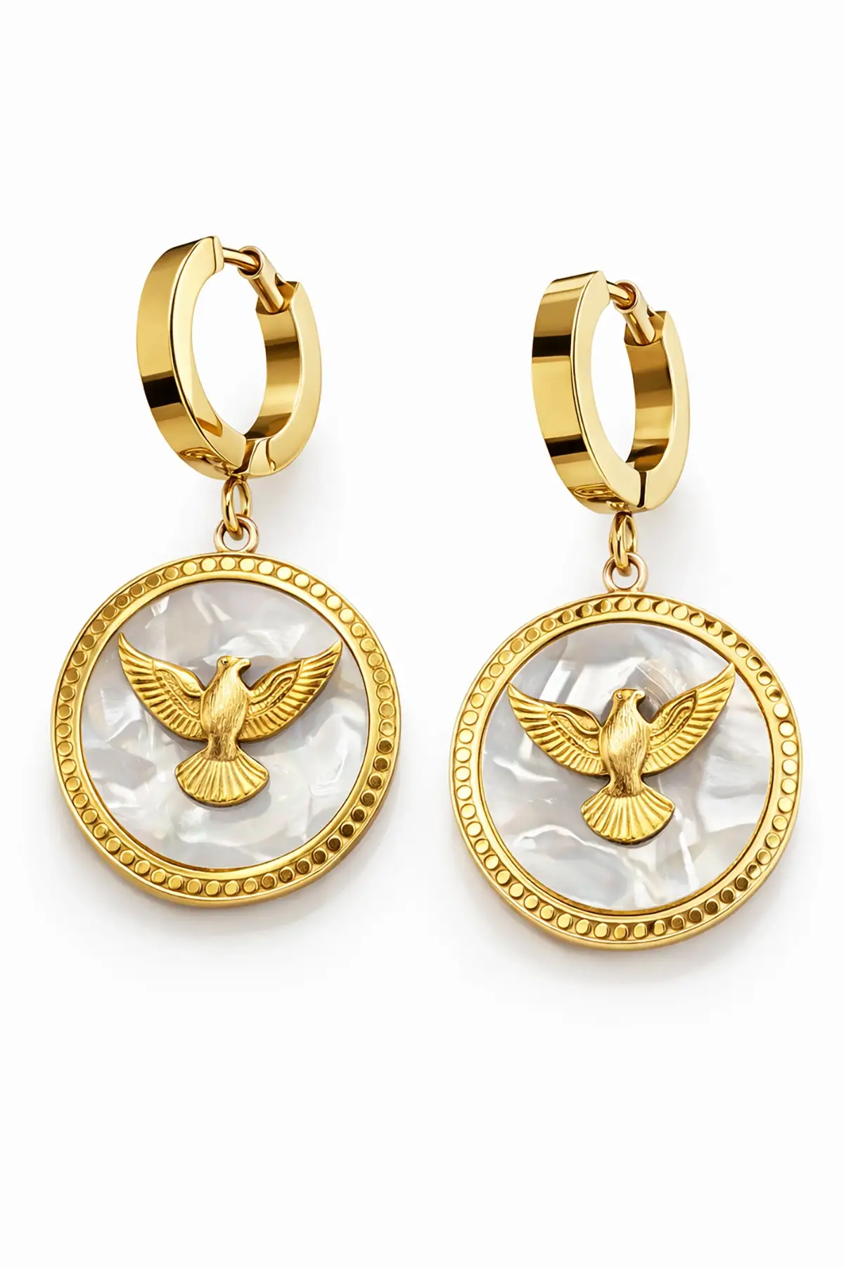 Altın Renk Kuş Figürlü Çelik Küpe (Çift)