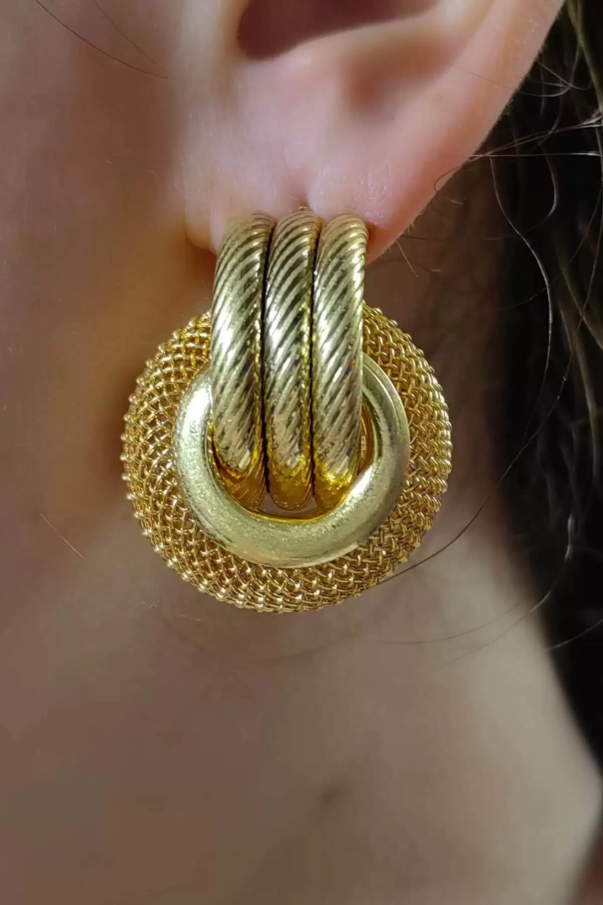Altın Renk Metal Küpe (Çift)