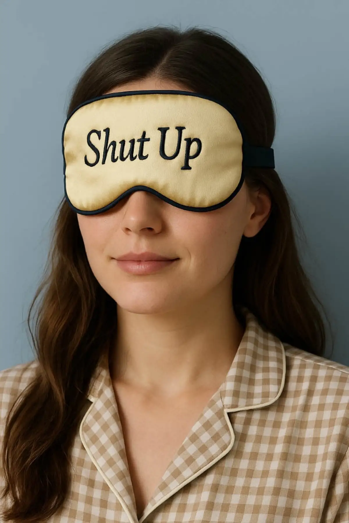 Altın Renk Shut Up Yazılı Saten Uyku Bandı