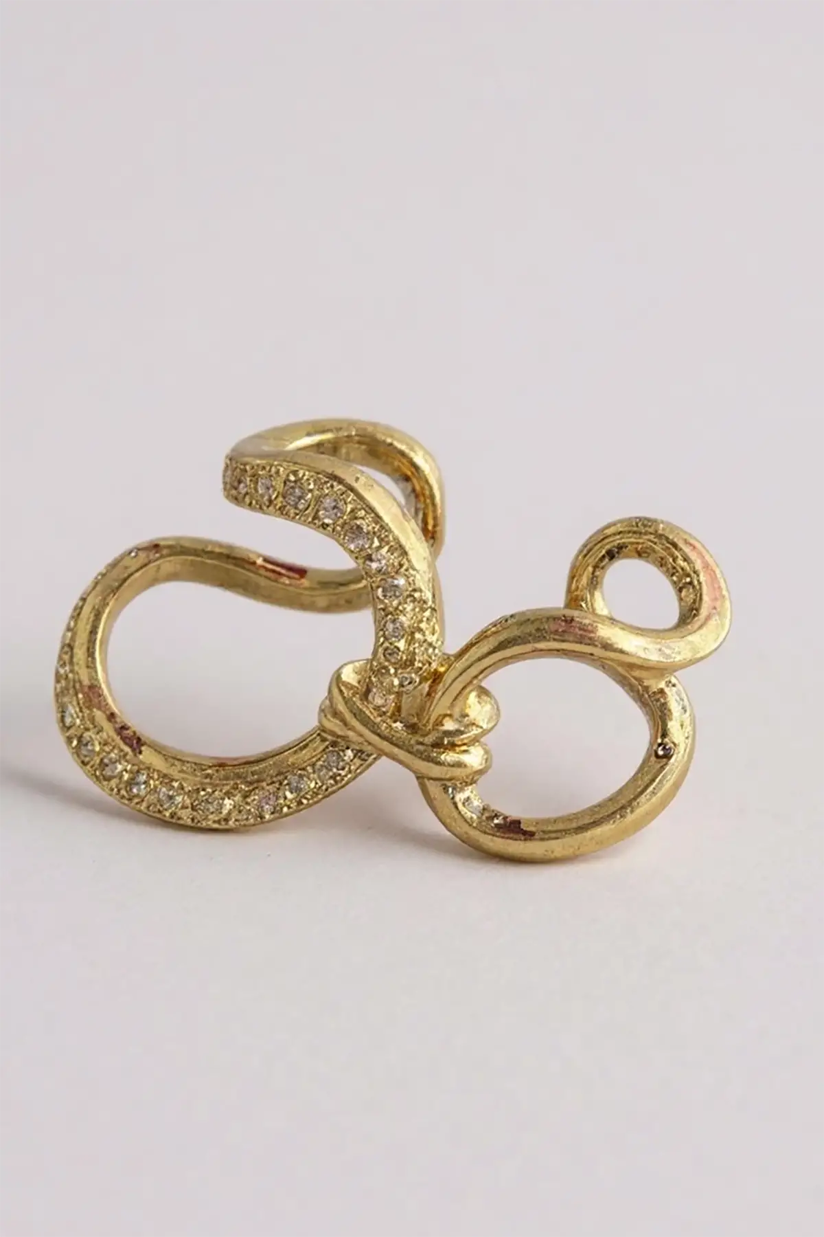 Altın Renk Taş Detaylı 14K Altın Kaplama TX Ear Cuff (Tek)