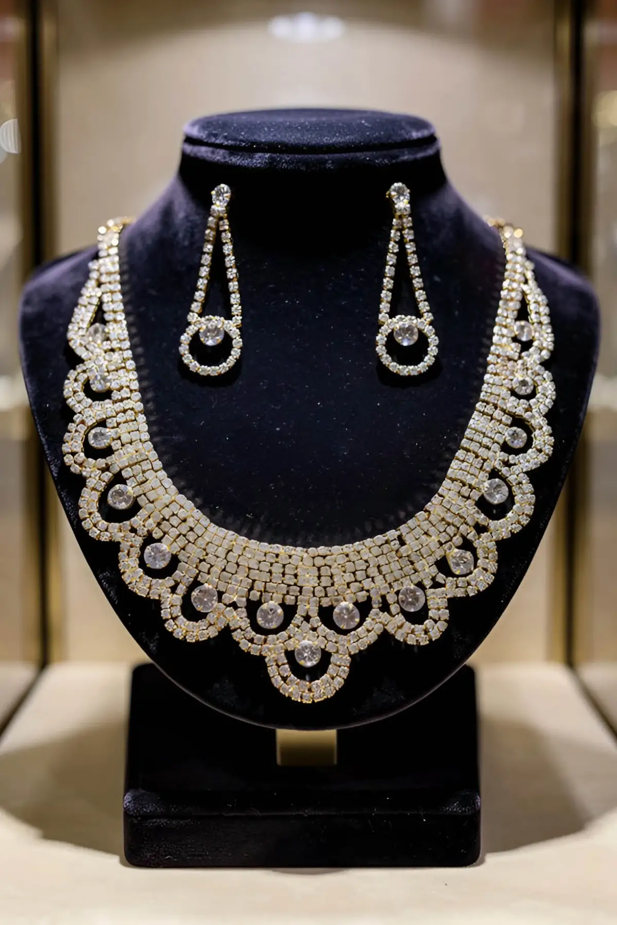 Altın Renk Taş Detaylı Abiye Set