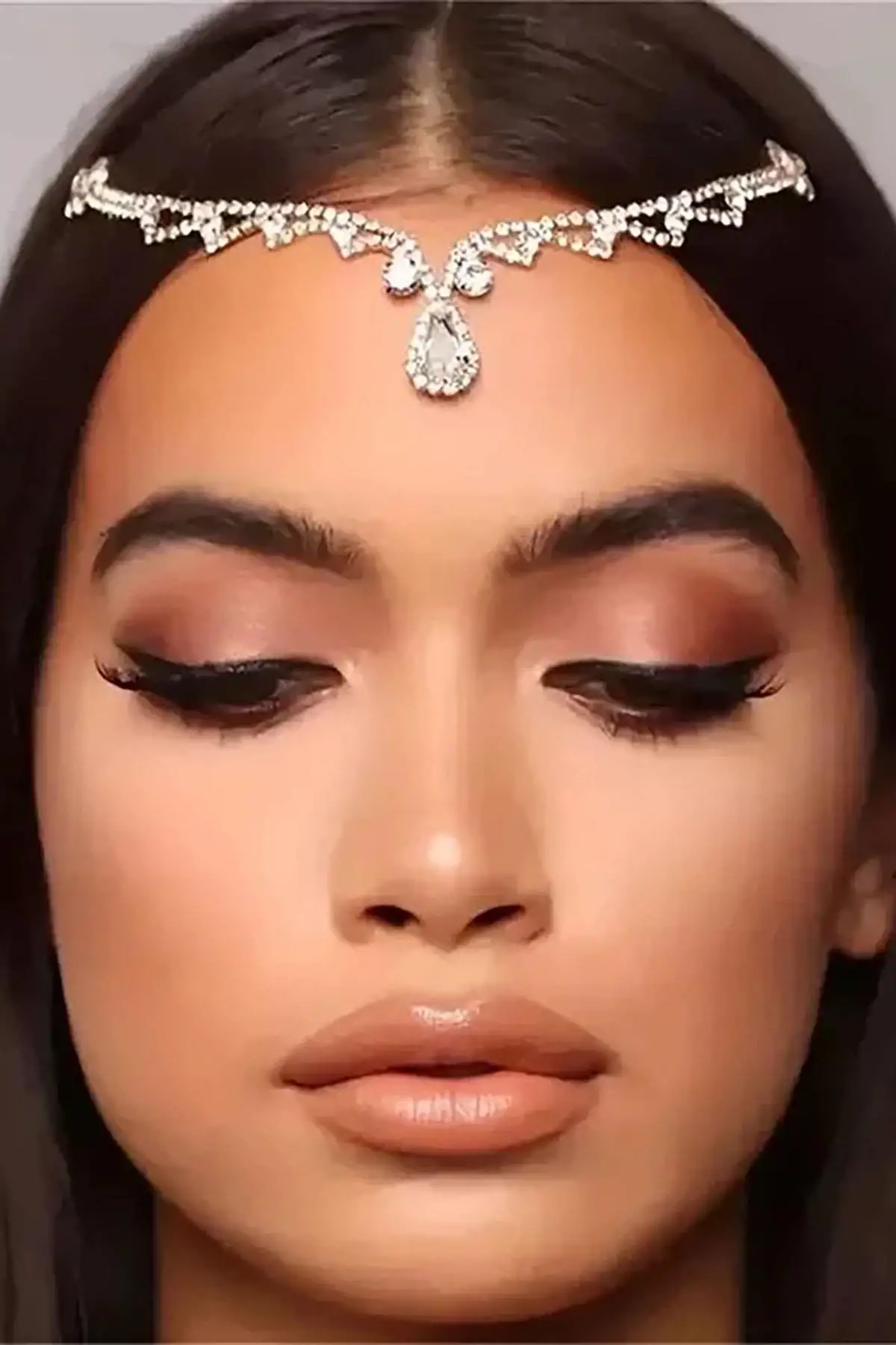 Altın Renk Taş Detaylı Alınlık/Kına Aksesuarı