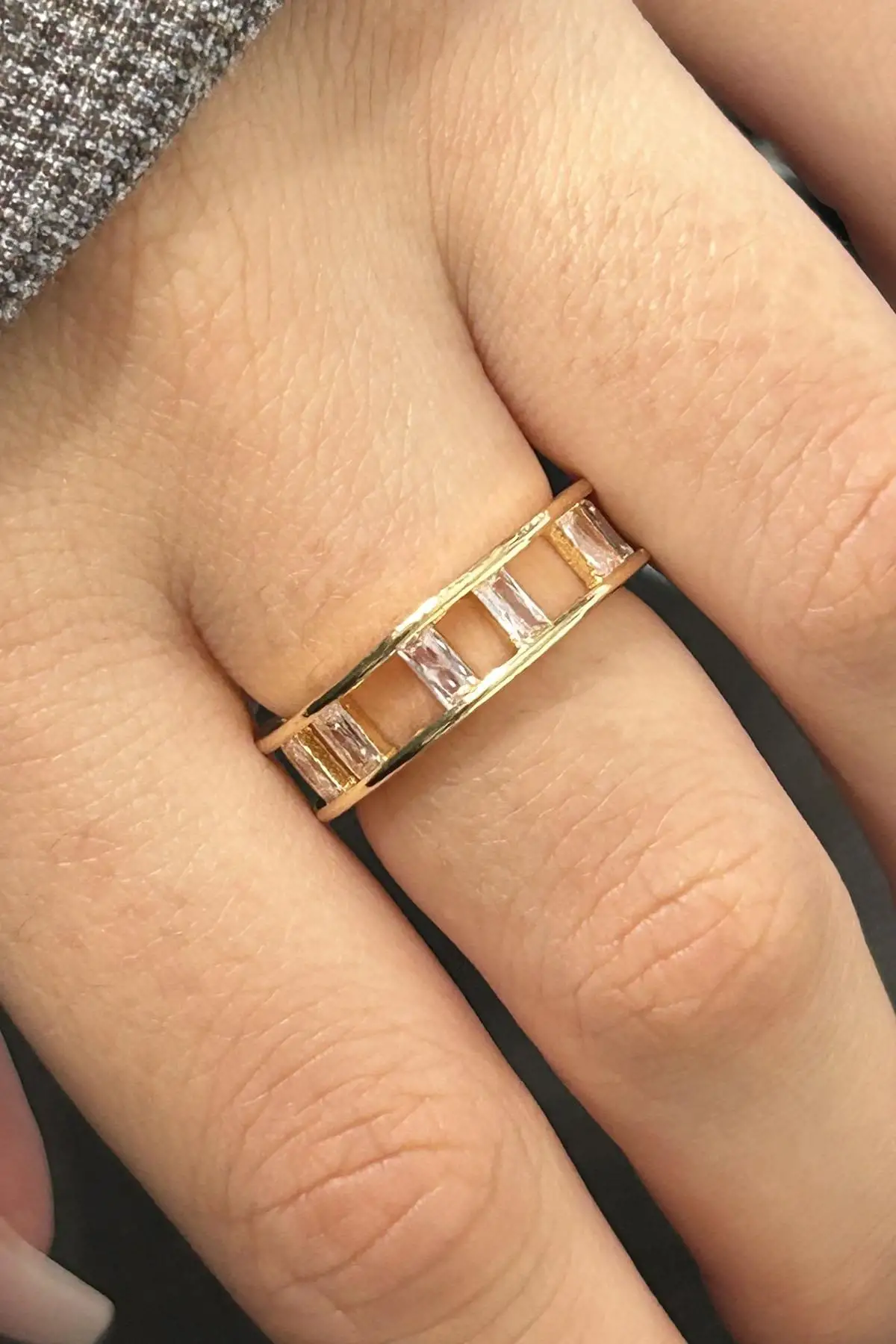 Altın Renk Taş Detaylı Ayarlanabilir Yüzük