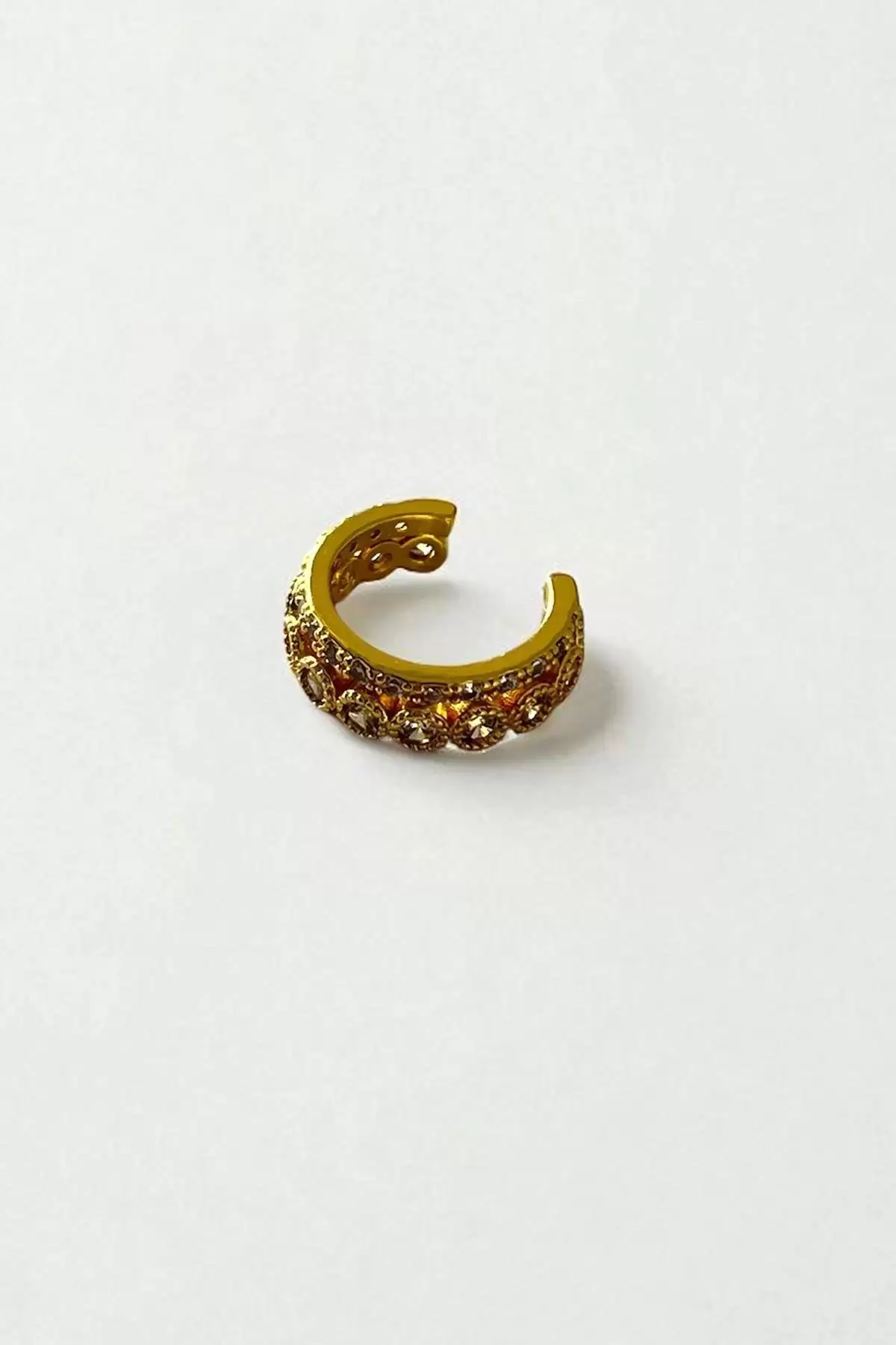 Altın Renk Taş Detaylı Çelik Ear Cuff (Tek)