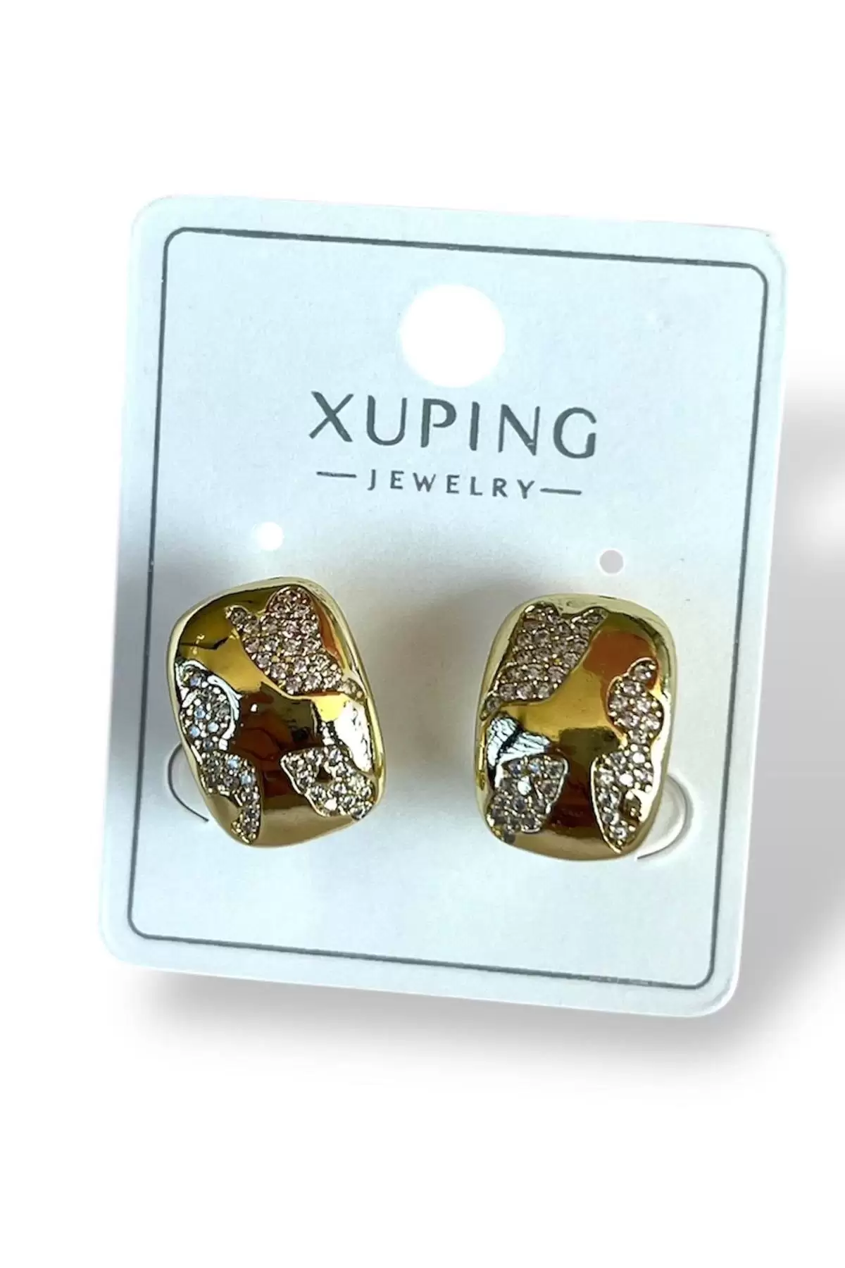 Altın Renk Taş Detaylı Çelik Xuping Küpe (Çift)