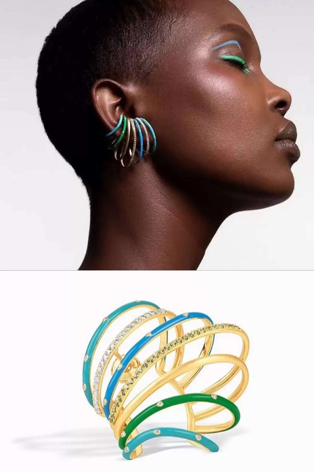 Altın Renk Taş Detaylı Ear Cuff (Tek)